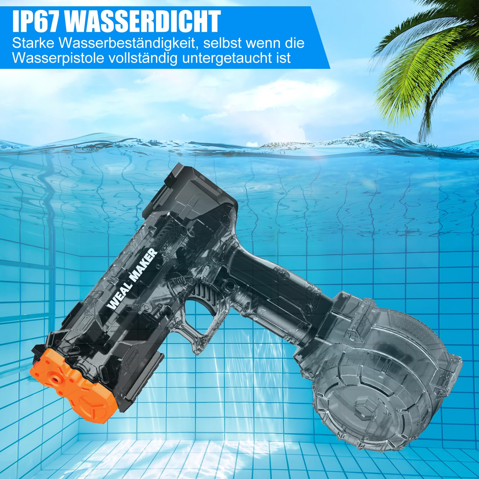 Wasserpistole Elektrisch für Kinder Erwachsene,USB Aufladbare Elektrische Wasser Pistole mit Großer Reichweite,Automatische Wasserpistolen für IP67-Pistole mit Großer Kapazität für Schwimmbad-Schwarz
