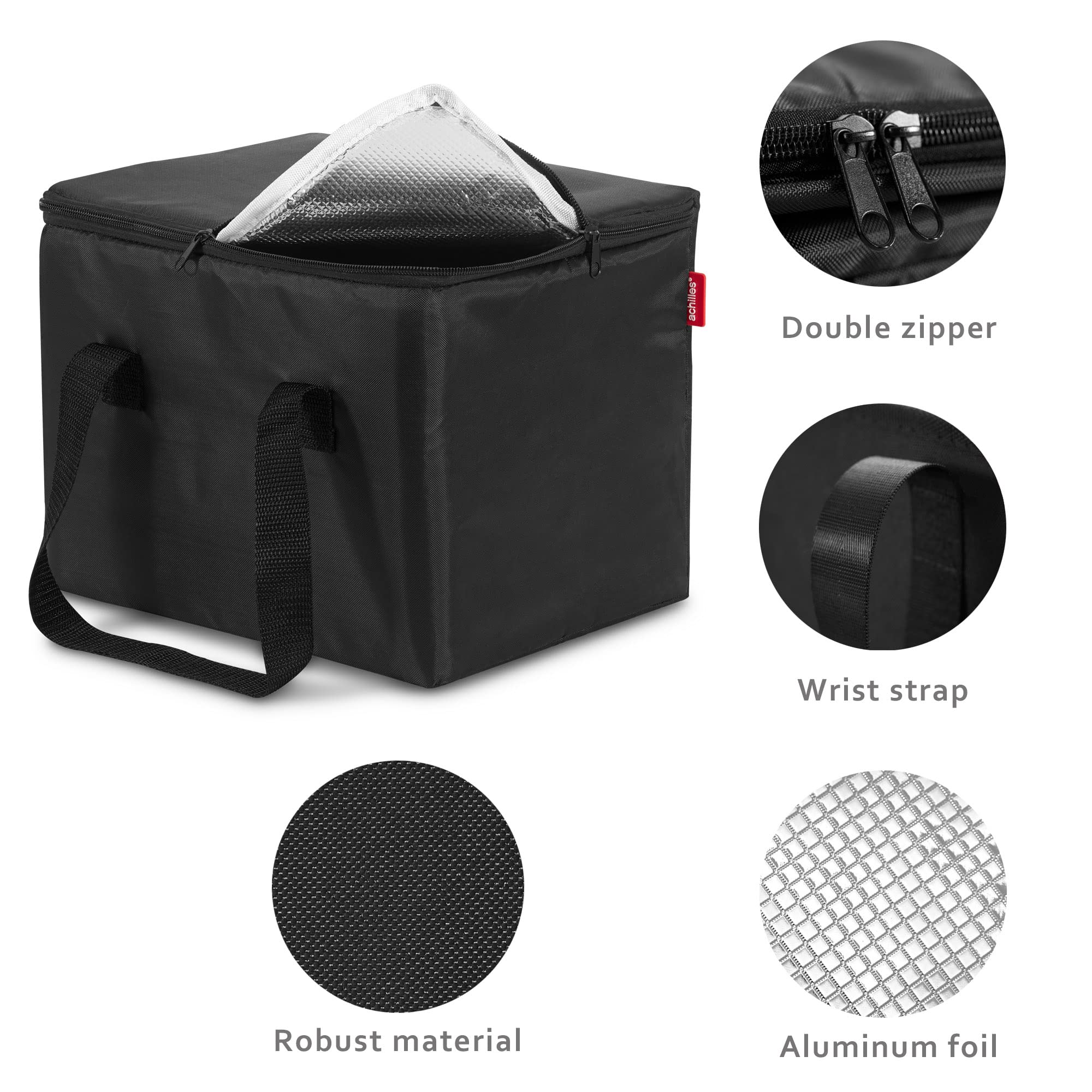 achilles Organizer Bagagliaio Auto con Inserto Refrigerante - 35L Box Refrigerante Pieghevole - Organizer per il Bagagliaio - Borsa Refrigerante - Box Refrigerante Pieghevole - Nero - 50x32x27 cm