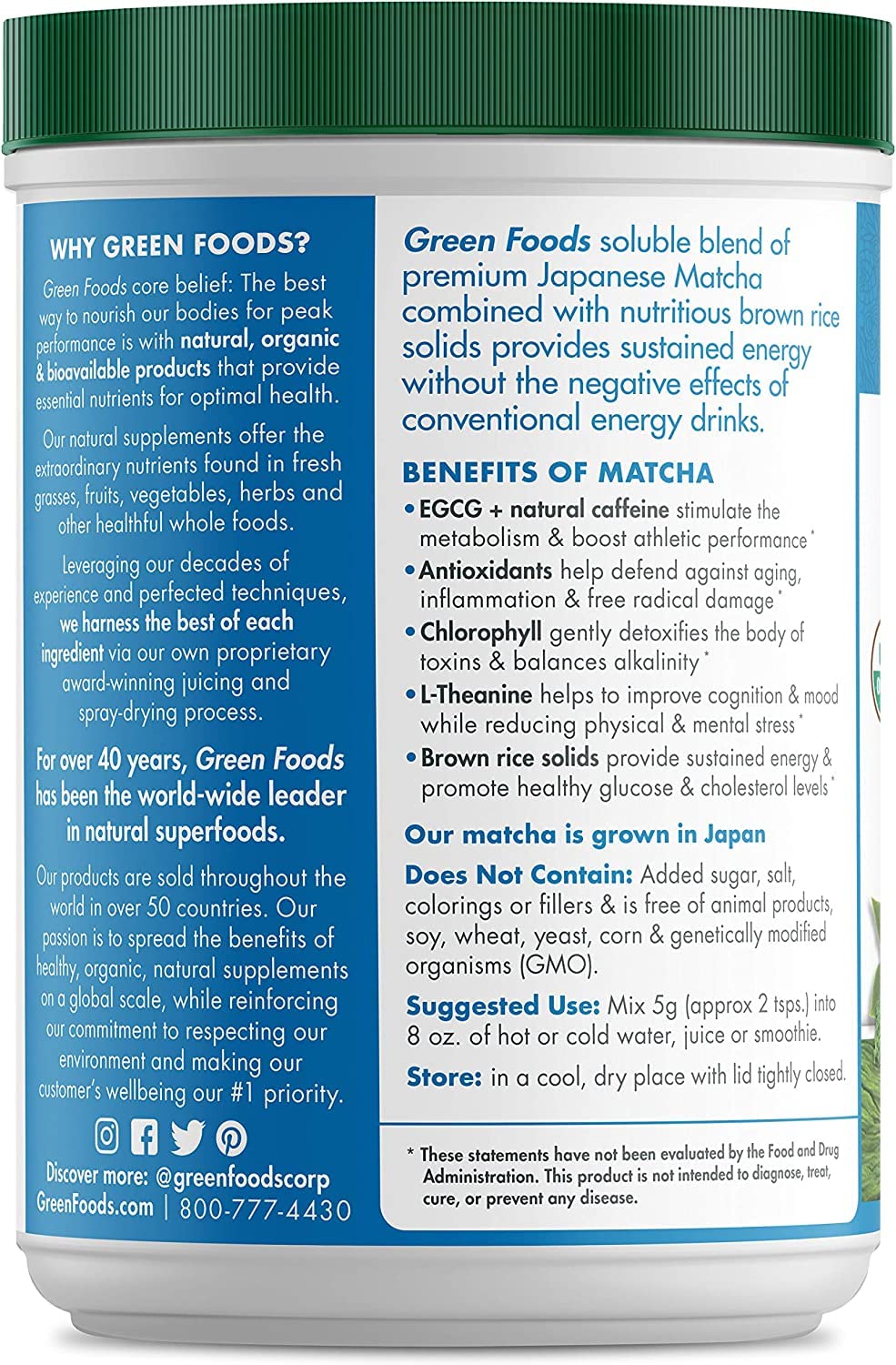 Green Foods Organic Matcha 11oz Pack of 2 — view 3