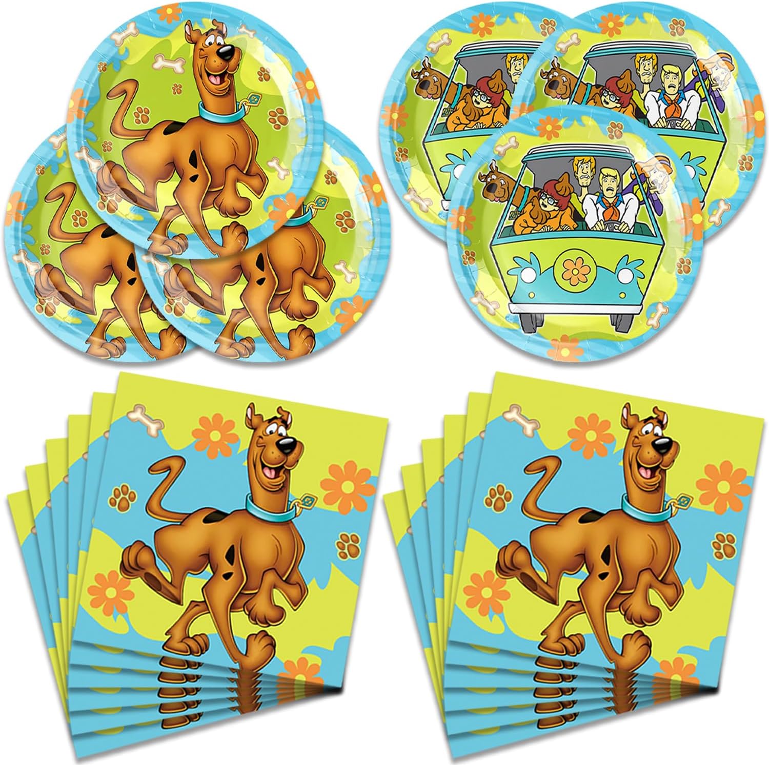 Generic 40Pcs Scooby Party Supplies include 20 plates, 20 napkins for the Scooby birthday party decoration, x, Red
