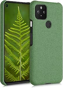 kwmobile Schutzhülle kompatibel mit Google Pixel 5 - Hülle - Stoff Cover Handyhülle - Backcover in Grün