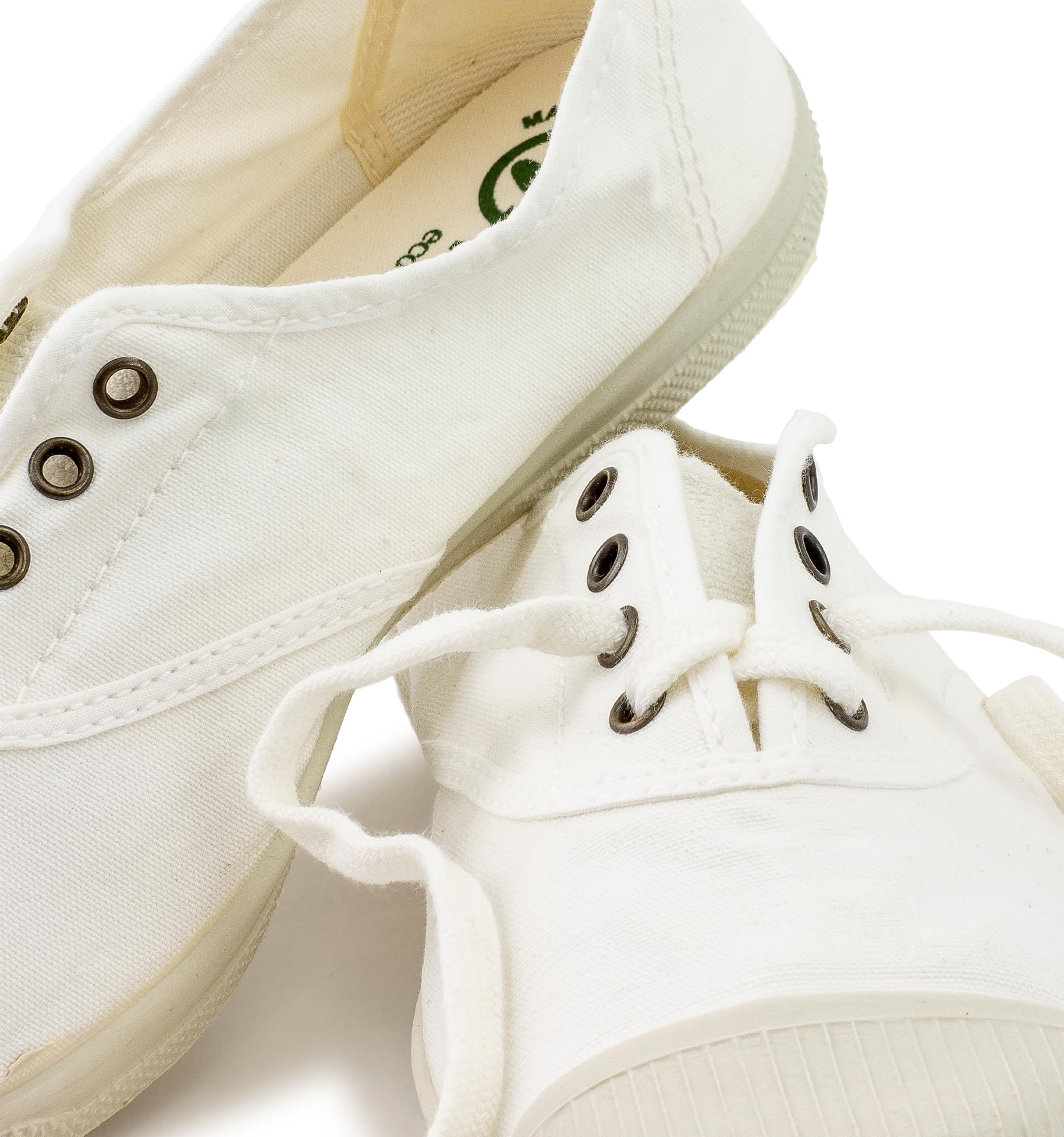 Natural World Eco - Zapatillas Mujer Casual de Algodón Orgánico - Sneakers Sostenibles con Suela de Caucho Natural - Veganas - Fabricadas en España - Blancas - Modelo 102