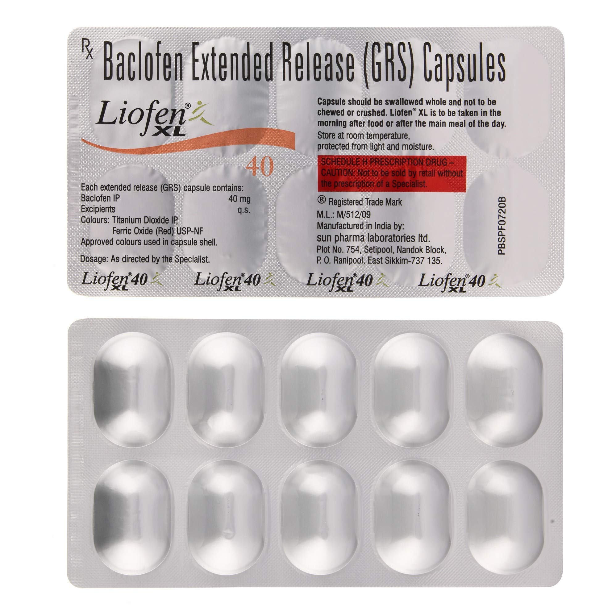 Liofen XL 40 - Strip of 10 Capsules