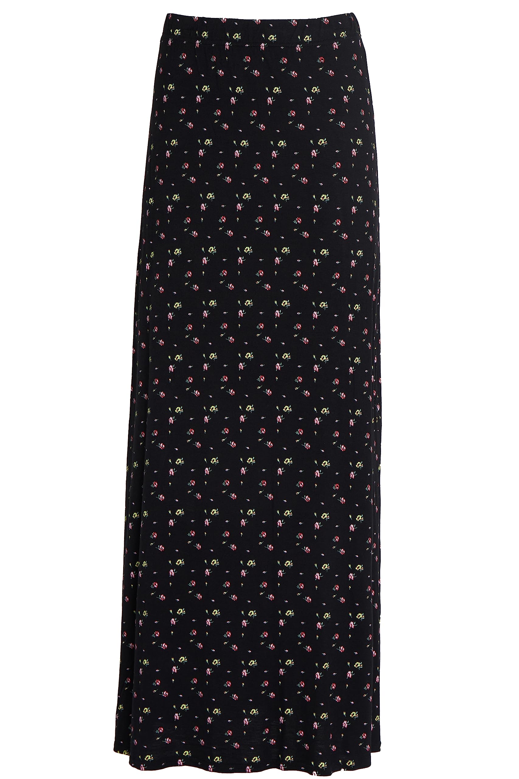 Wearall Women's Yellow Floral Paisley Print 70S Boho Stretch Long Maxi Skirt 26-28