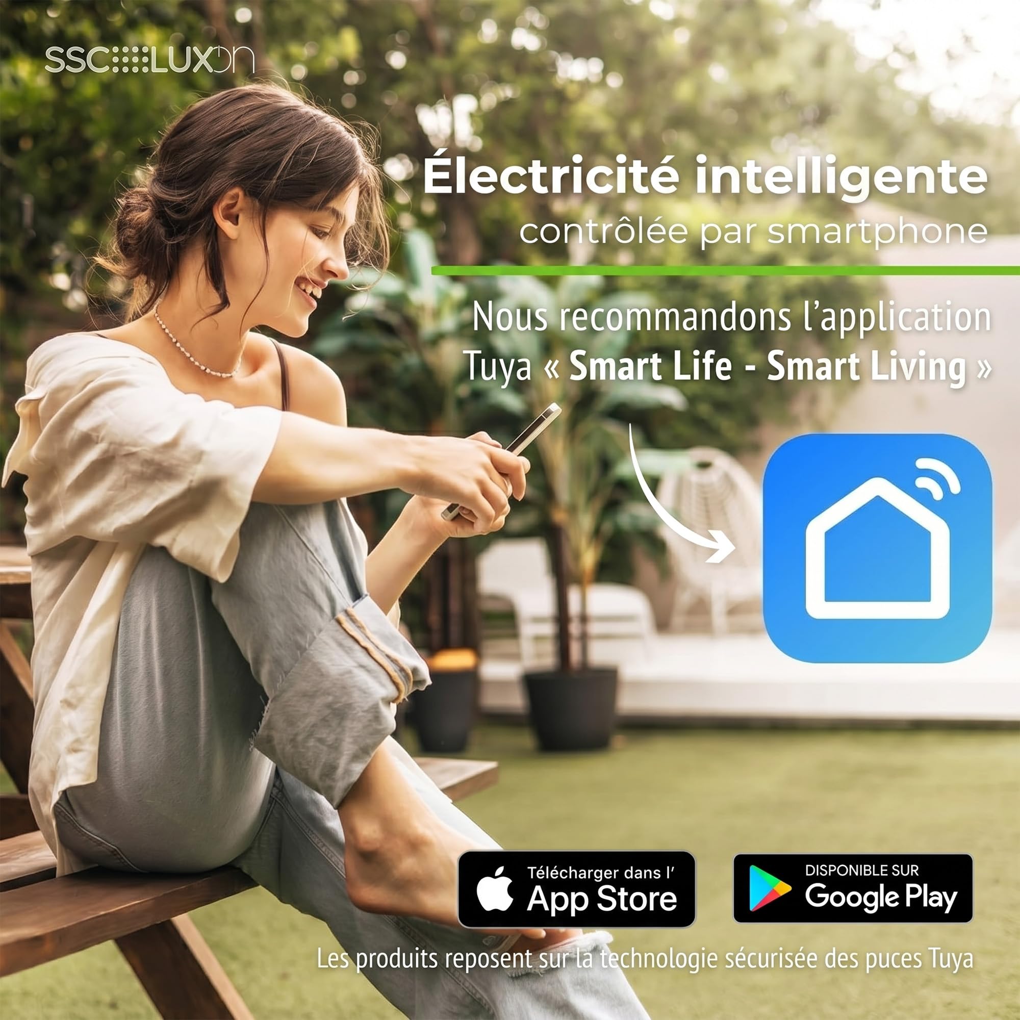 SSC-LUXon ZAVO Colonne de prise d'extérieur Wi-Fi noir avec 2 prises - Prise extérieure intelligente IP44 compatible avec Amazon Alexa