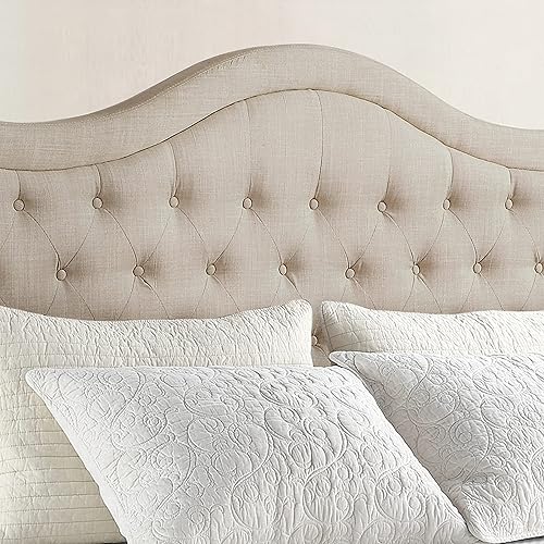 Miniatura 5 de Rosevera Shinola - Cabecera tapizada de poliéster con botones capitoné y ajustable para cama, tamaño Queen, color beige