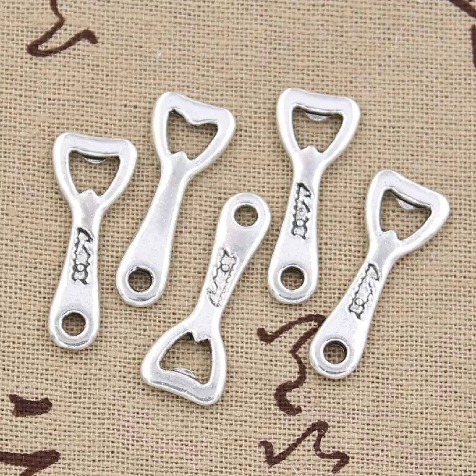 YYKKWWXX 10Pcs Charms Beer Bottle Opener 27X10Mm Ree Shipping Vintage Pendant Antique Sliver Fit DIY Retro
