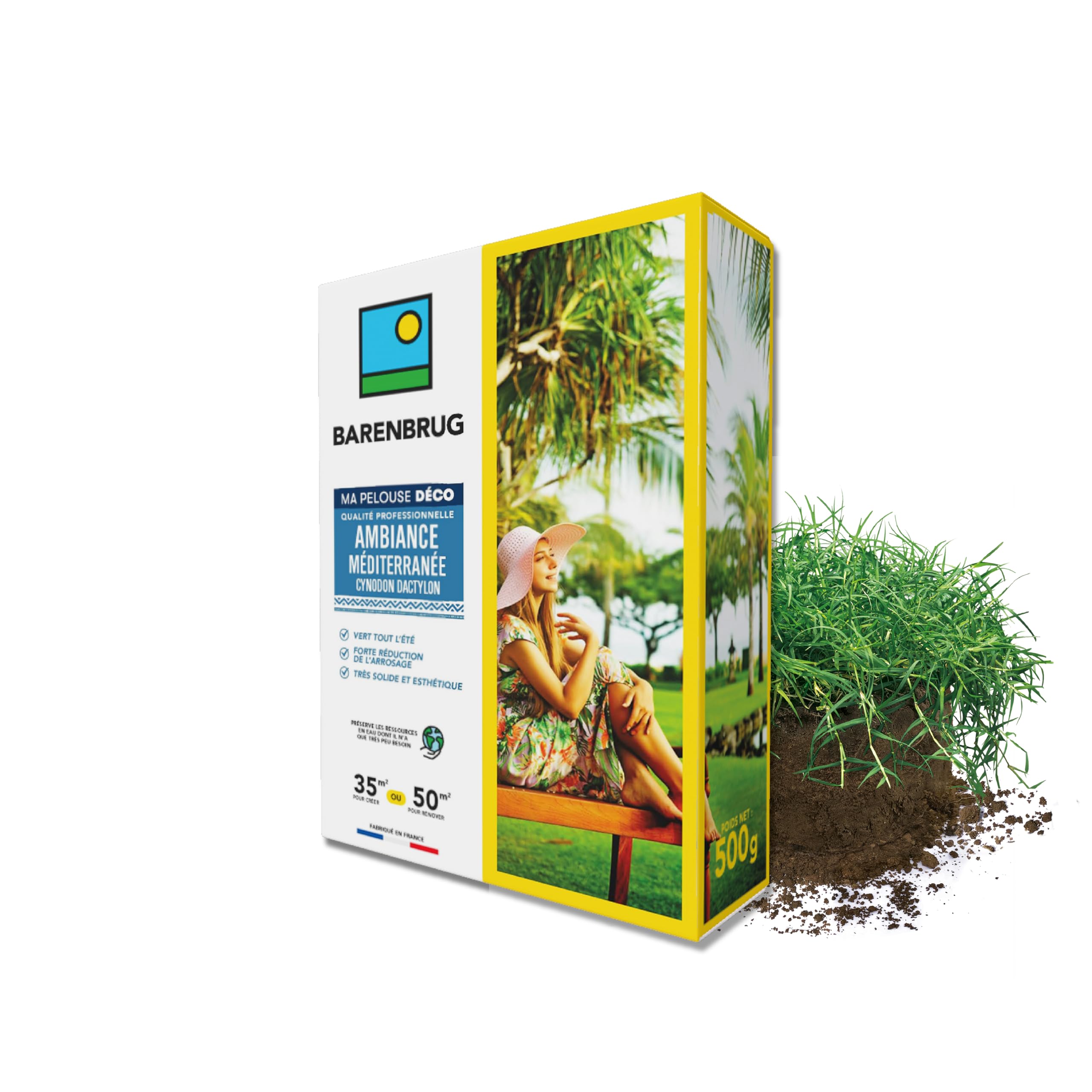 BARENBRUG - Pelouse Ambiance Méditerranée - Cynodon - Reste Vert Été - 500G