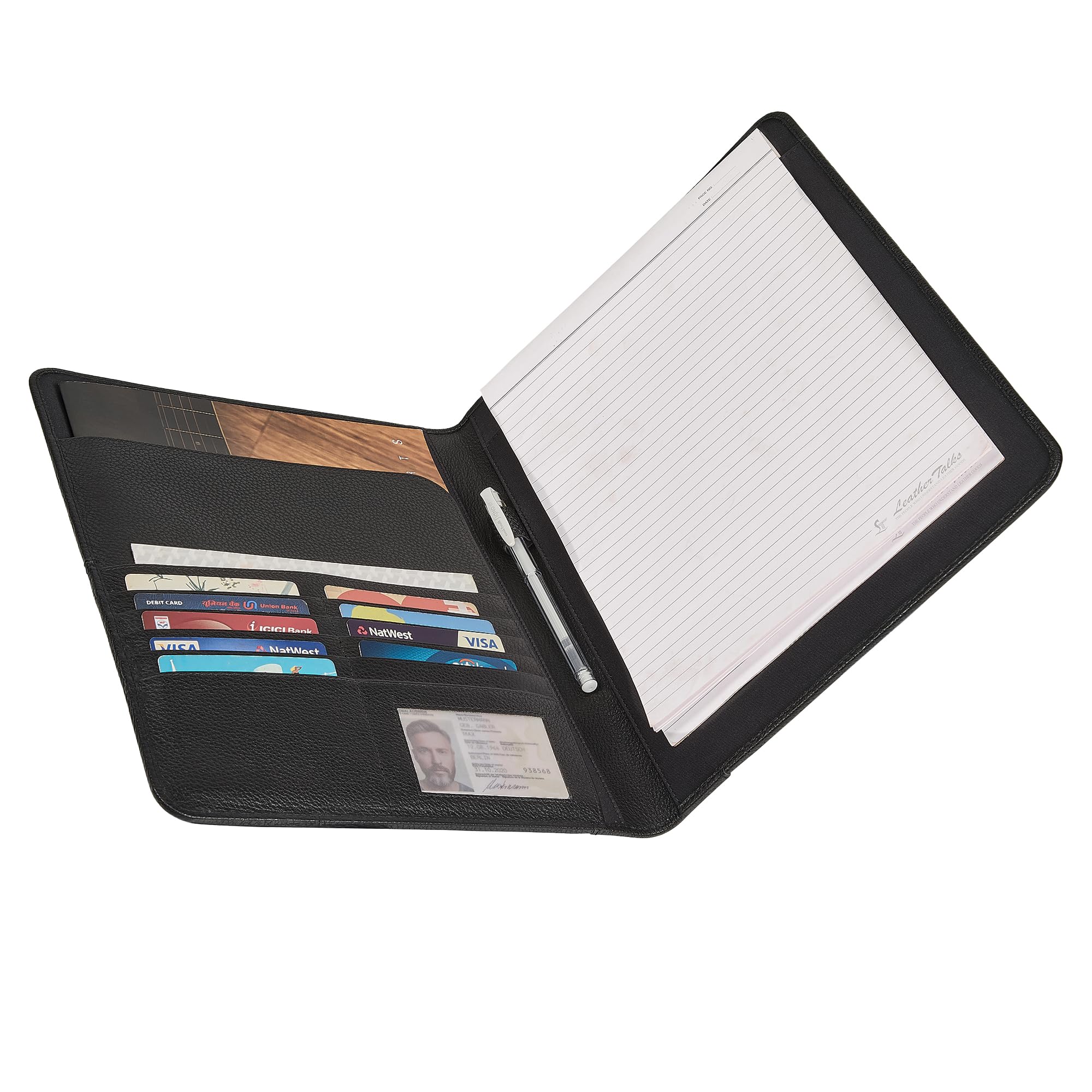 STILORD Emery Conférencier Cuir A4 Porte-Documents avec 9 Emplacements Cartes Pochette Grande Organisateur Professionnelle Bureau Réunion Travail Couleur:Noir