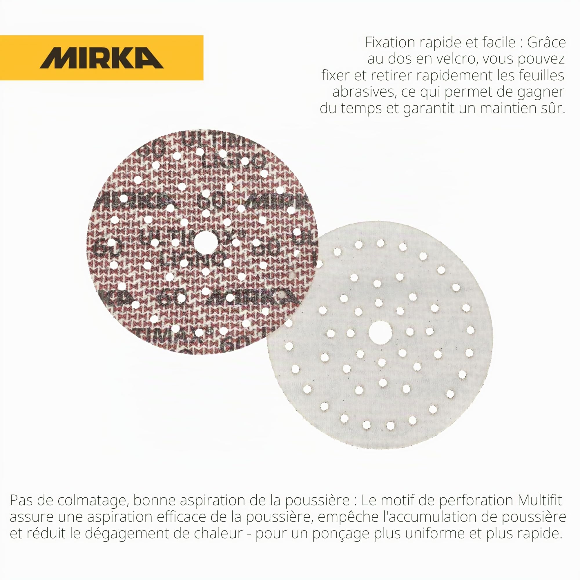 Mirka disque abrasif auto-agrippant Ultimax Ligno Ø 150 mm grain 60