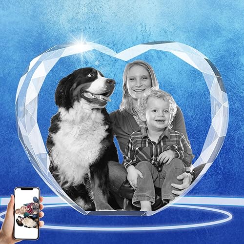 Foto de Cristal 3D Personalizada, Marco de Fotos de Vidrio Grabado con Láser Personalizado, Grandes Regalos de Aniversario, Cumpleaños, Navidad,