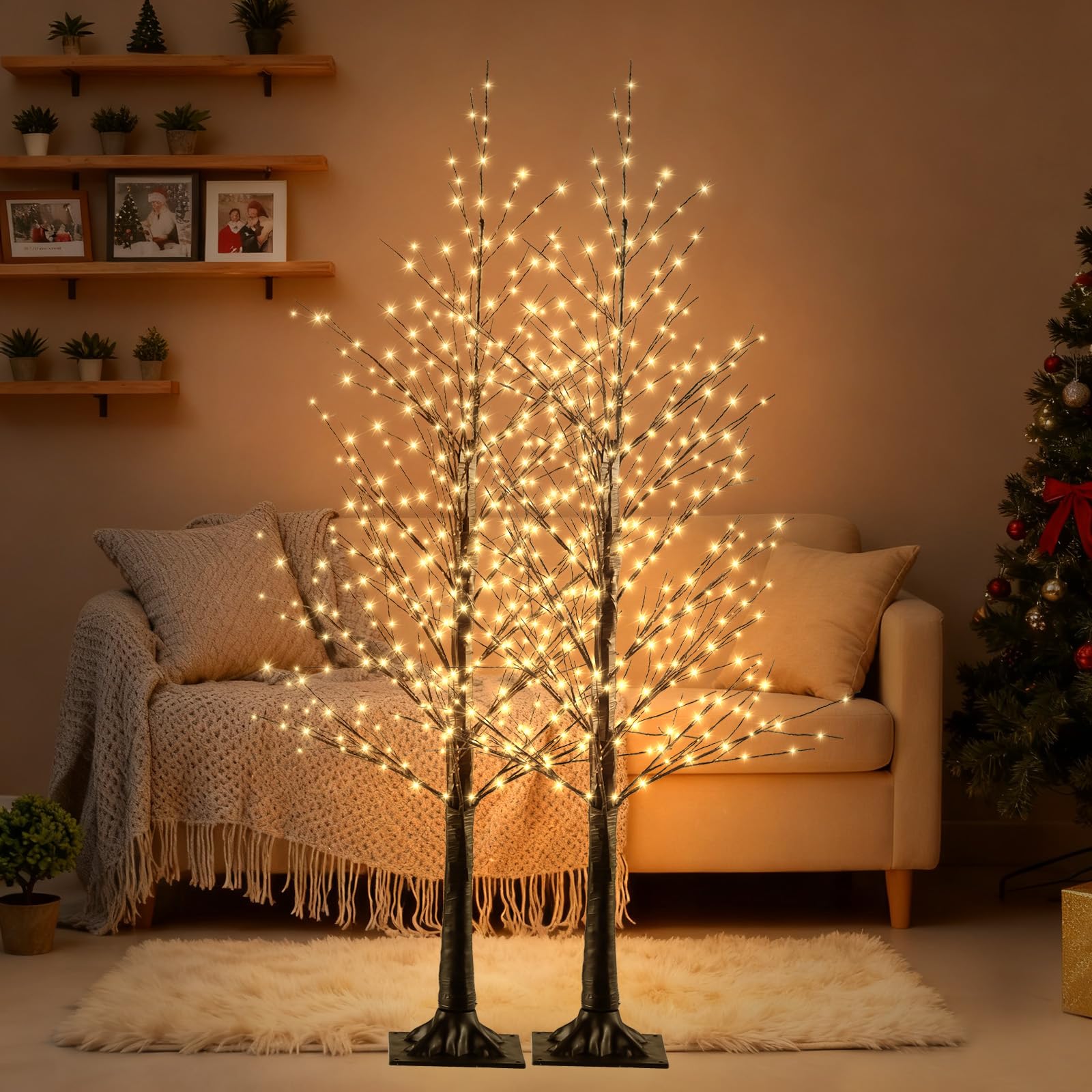 Photo 1 of ***MISSING PARTS -SELLING AS IS*** Lighted Birch Tree with Warm White Lights, 5FT?6FT?7FT Prelit Christmas Tree with Twinkle Lights, LED Tree with Timer & Brightness Control, Christmas Lighted Decoration