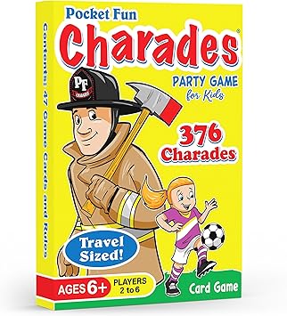 Pocket Fun Charades for Kids Ages 6+ – 376 Fun Acting Prompts – No Reading Required | Compact, Take-Anywhere Activity for Travel, Camping, Party, Game Night, or Birthday Gift for Boy or Girl