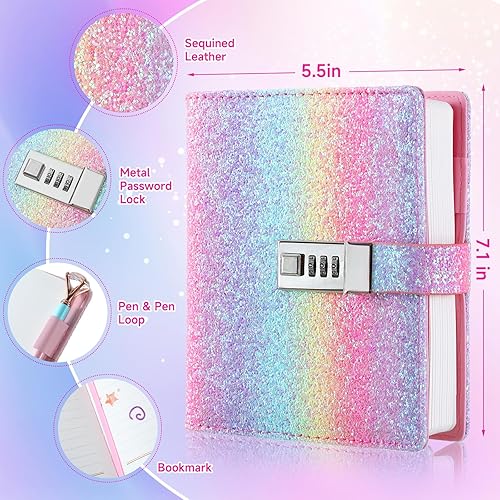 Miniatura 3 de Diario con candado para niñas, diarios con contraseña bloqueada para adolescentes, regalos de diario secreto para niñas de 9, 10, 11, 12 años, juego