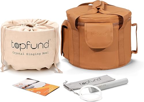 Vista 13 de TOPFUND Emerald Fusion E Note - Cuenco de cristal para plexo solar, 10 pulgadas, con funda de transporte resistente y mazo de gamuza Esmeralda E Note