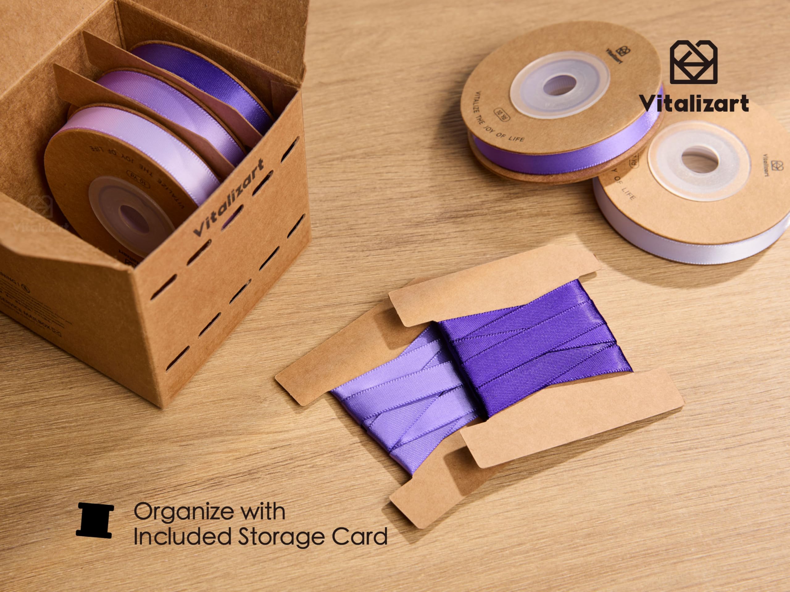 Vitalizart Purple Series Satin Ribbon for Crafts 3/8'' x 50Yd (5 Rolls x 10Yd) - Image 4