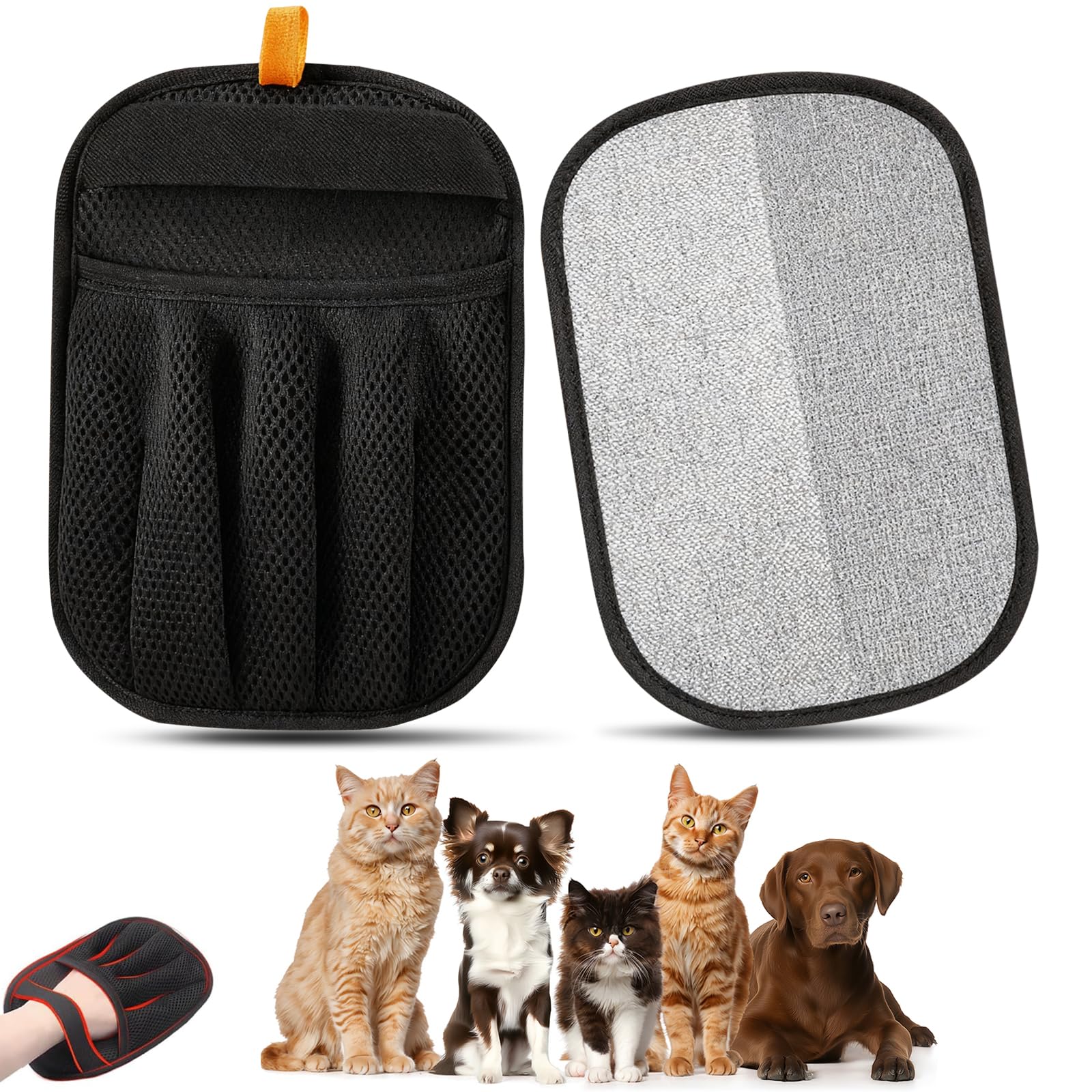 Guanto Antipelo per Cane e Gatto - 2 Guanti Elettrostatici per Rimuovere Peli Animali, Riutilizzabile e Lavabile, Doppia Azione per Vestiti, Divani e Auto