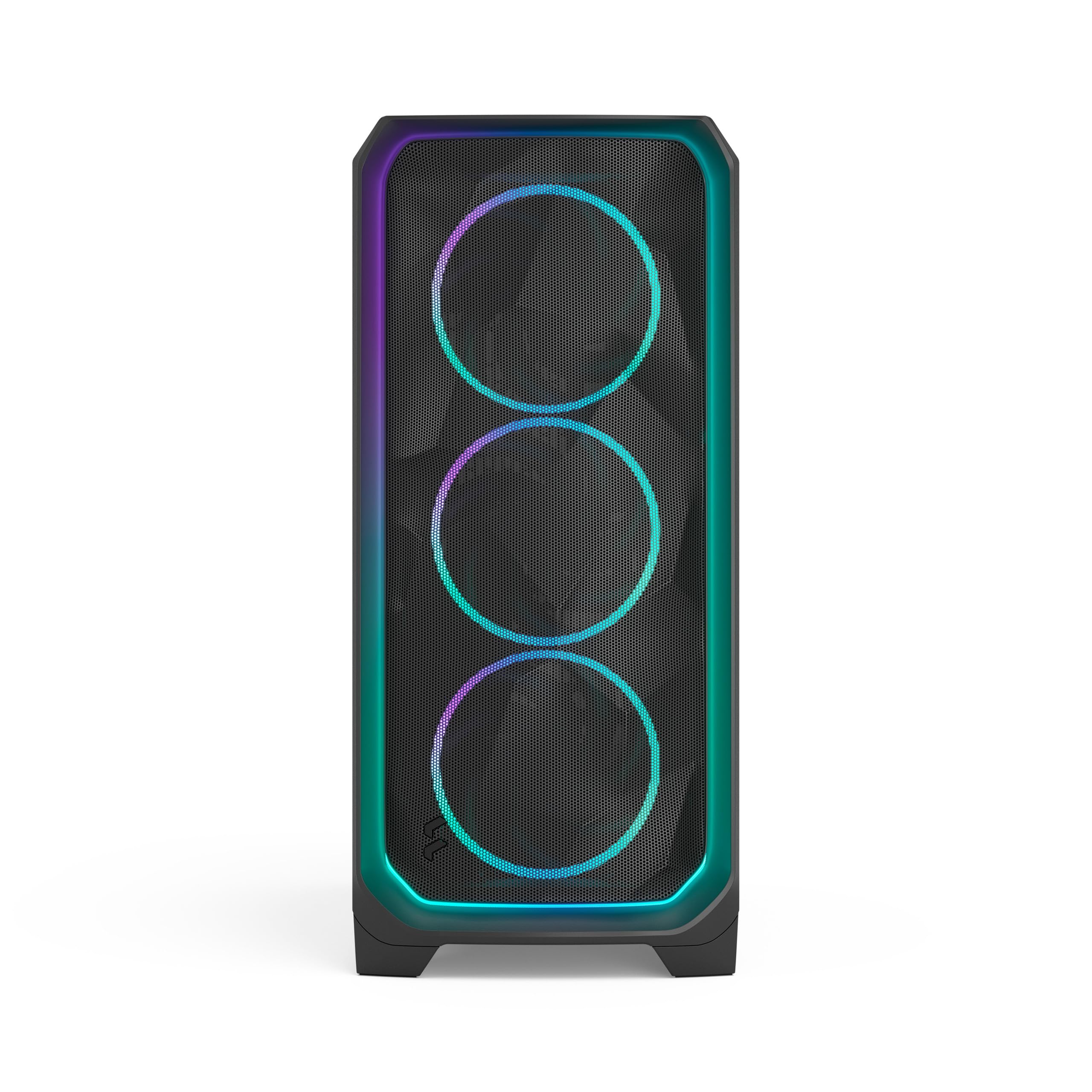 Fractal Design Meshify 3 Ambience Pro RGB Black TG Light Tint - Gaming Computer-Gehäuse – Facetten-Mesh-Front – Gen 2 ARGB Beleuchtung via Adjust Pro Hub – DREI RGB Momentum 14 Lüfter enthalten