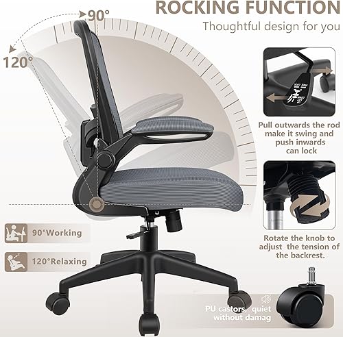 Miniatura 6 de FelixKing Silla de oficina, silla de escritorio ergonómica, sillas de malla transpirable, respaldo alto, soporte lumbar ajustable, reposabrazos
