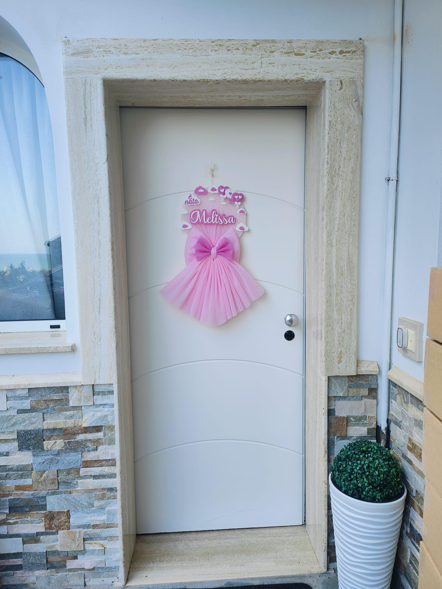 Fiocco Personalizzato con Nome Sogno INCANTATO Regalo Nascita (Rosa Baby)