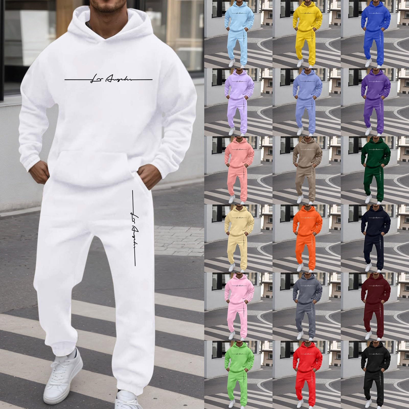 Chándal para hombre Y2K hip hop 2 piezas sudadera con capucha pantalones deportivos