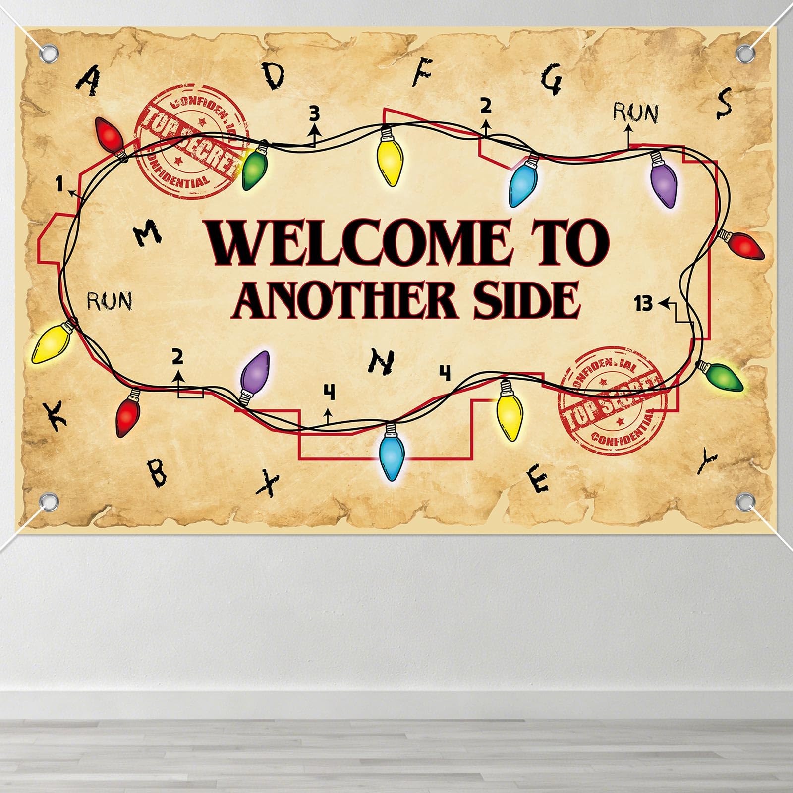 Sfondo Spettrale SAVITA Benvenuti Su Another Side – 100x150 Cm, Nylon, Con Cordoncino, Per Halloween E Compleanni A Tema Horror