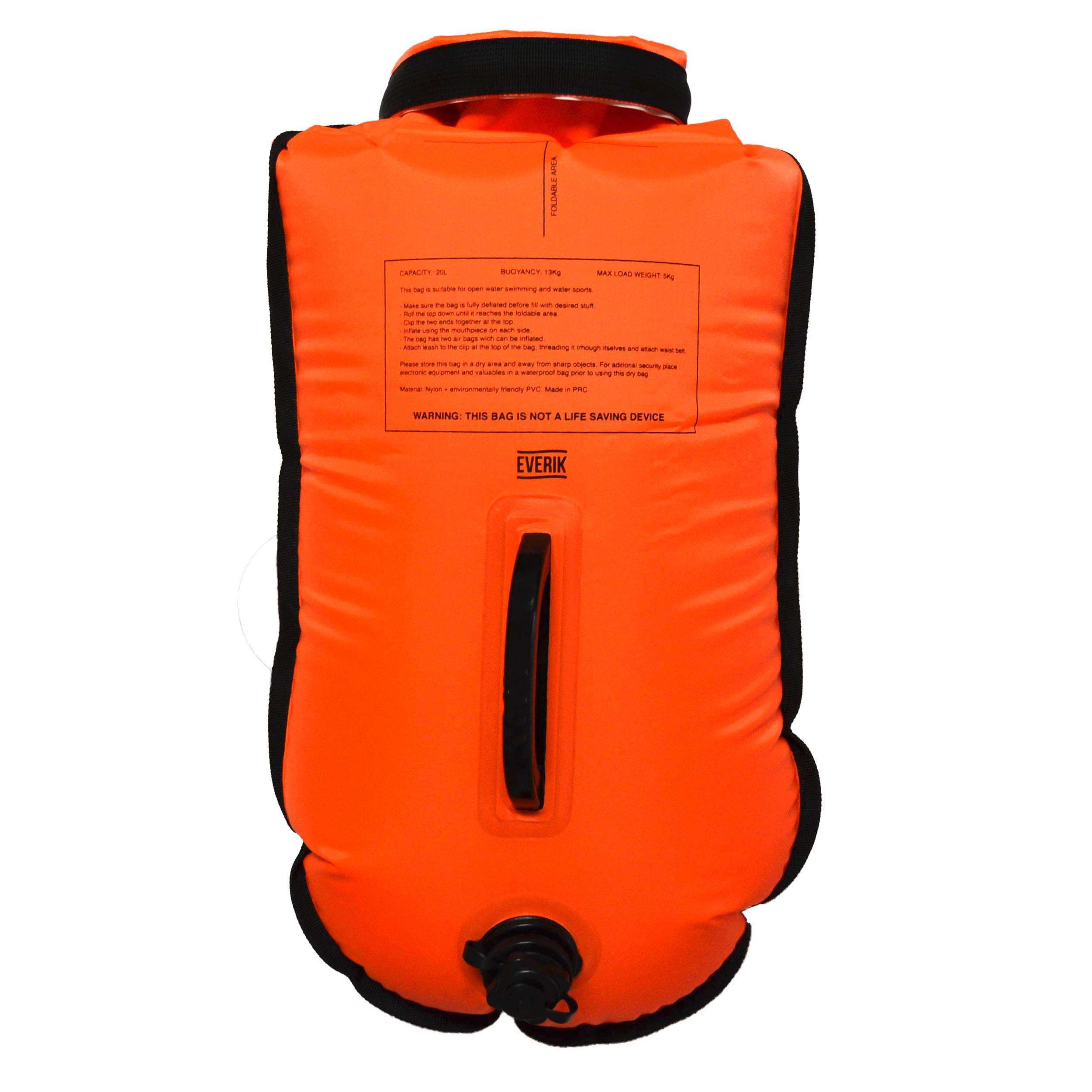 Dry Bag Buoy 20lt, Boa Sicurezza Acque Aperte Unisex-Adulto, Arancione