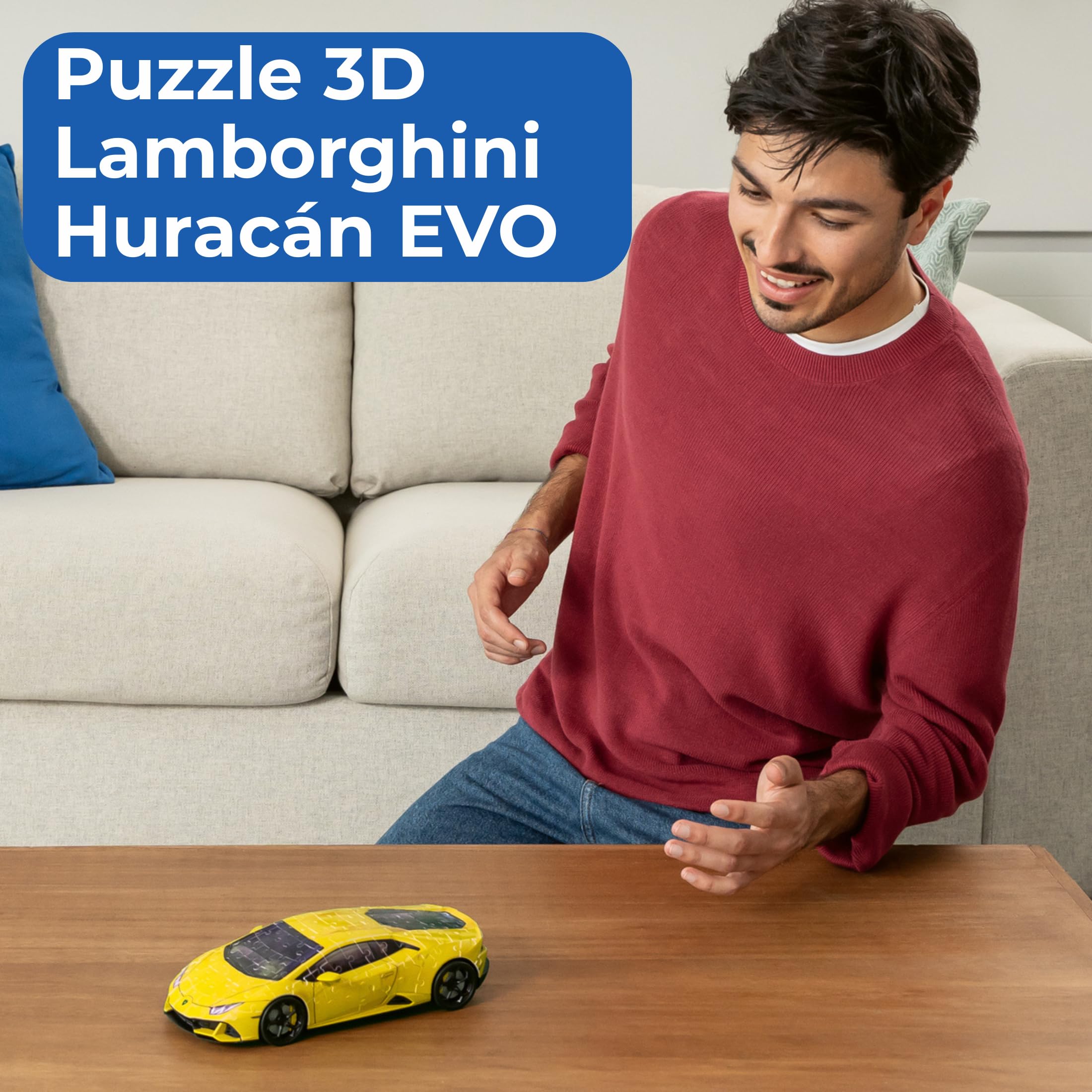 Ravensburger - Puzzle 3D Lamborghini Huracán EVO amarillo, 156 piezas | Maqueta 3D Lamborghini Huracán EVO amarilla de 156 piezas, para montar por adultos, de colección e ideal como regalo.
