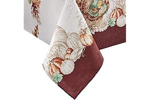 Rectangular Tablecloth Perfect for Autumn Gatherings: Elrene Home Fashions Holiday Turkey Bordered...
