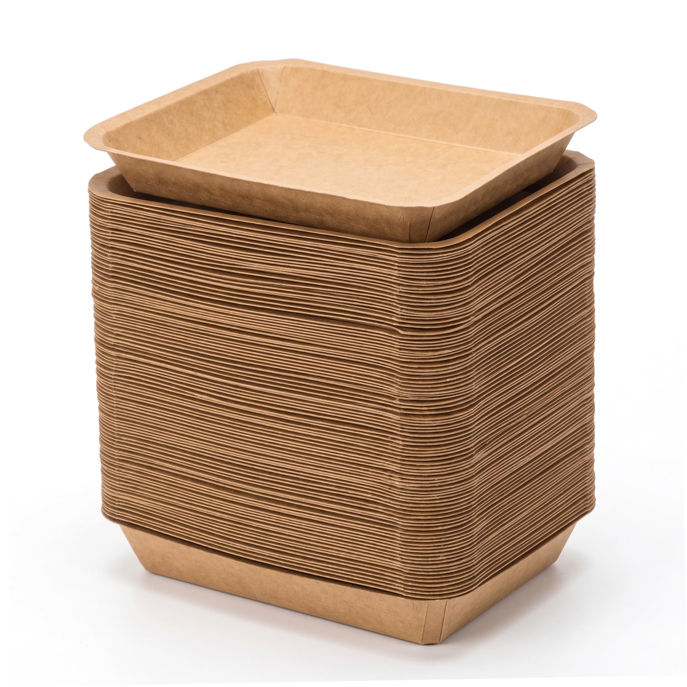 Confezione da 100 vassoi USA e Getta, vassoi di Carta ecologici per Alimenti, Vassoio da Portata Rettangolare Resistente all'Acqua e all'olio (7, 87 X 5, 91).
