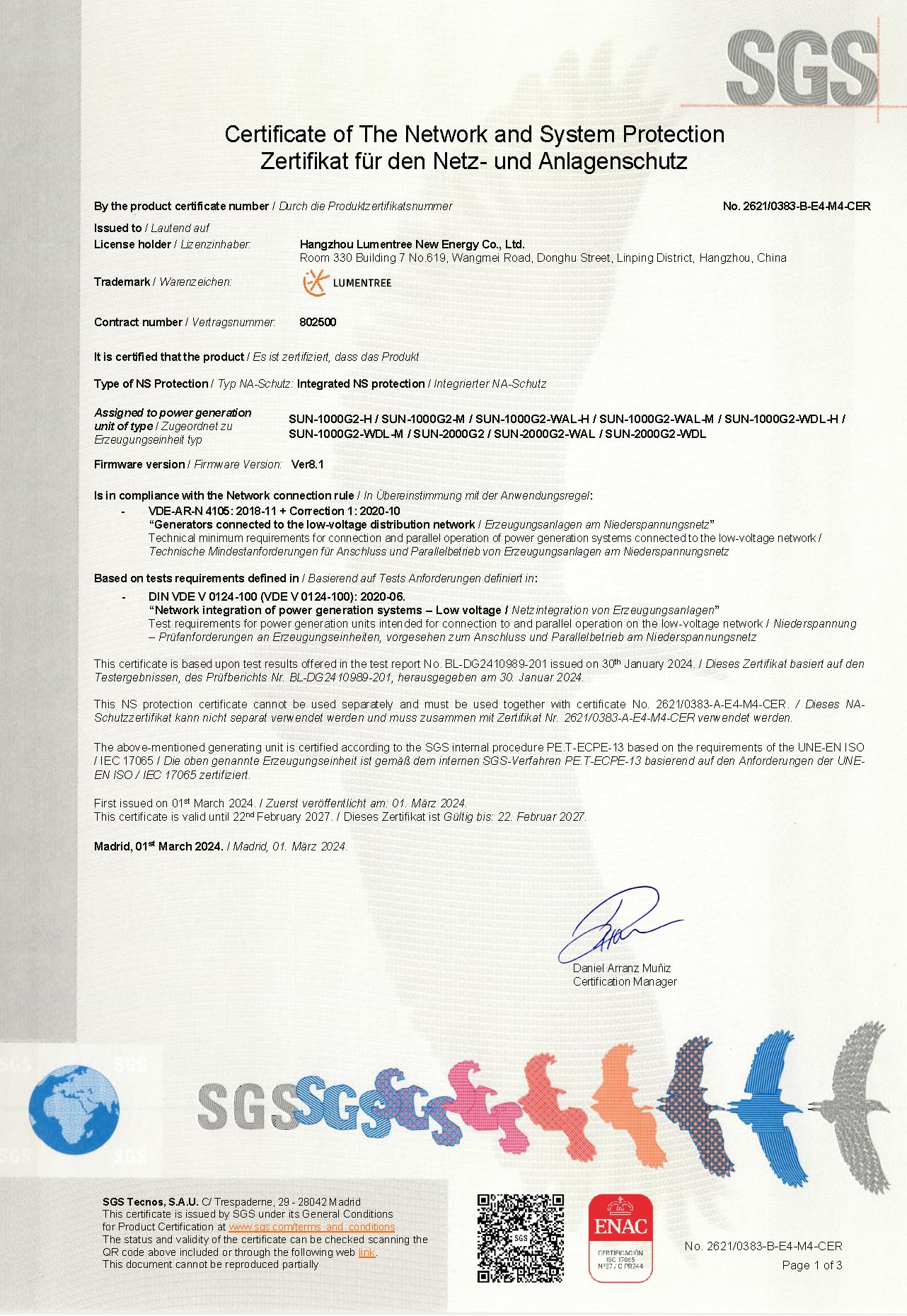 B2C mit 0% USt - Modell 2024 - SUN-2000G2-H Netz-Wechselrichter/Grid-Tie Inverter (für 48V Batteriesystem mit M7 Schraubanschluss )