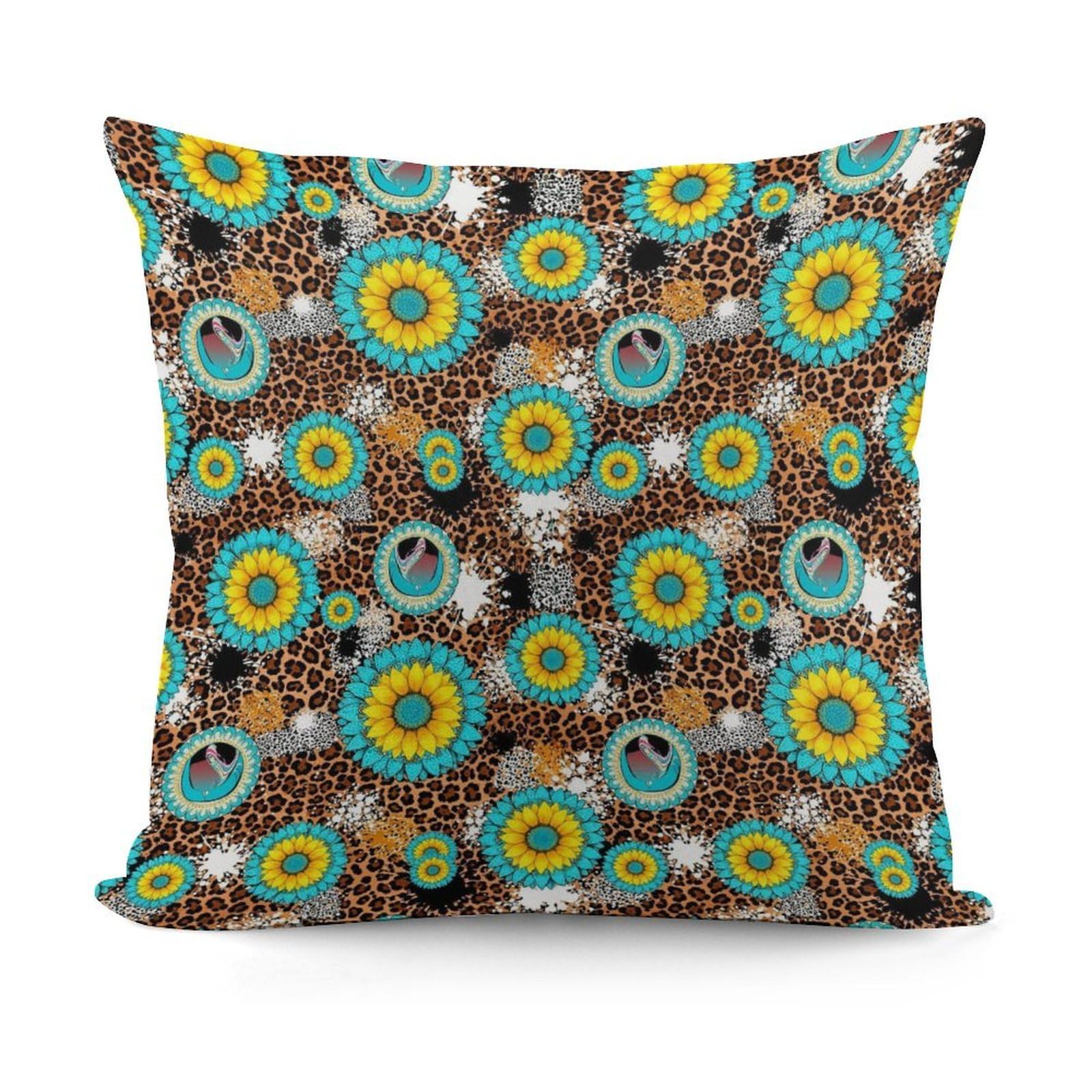 Smazdfxx Picture(360) Plush Decorative Throw Pillow Covers Couch Cushion Case Modern Home Decor For Sofa Soft Retro Sunflowers Animal Leopard Glitter Art Pillowcases