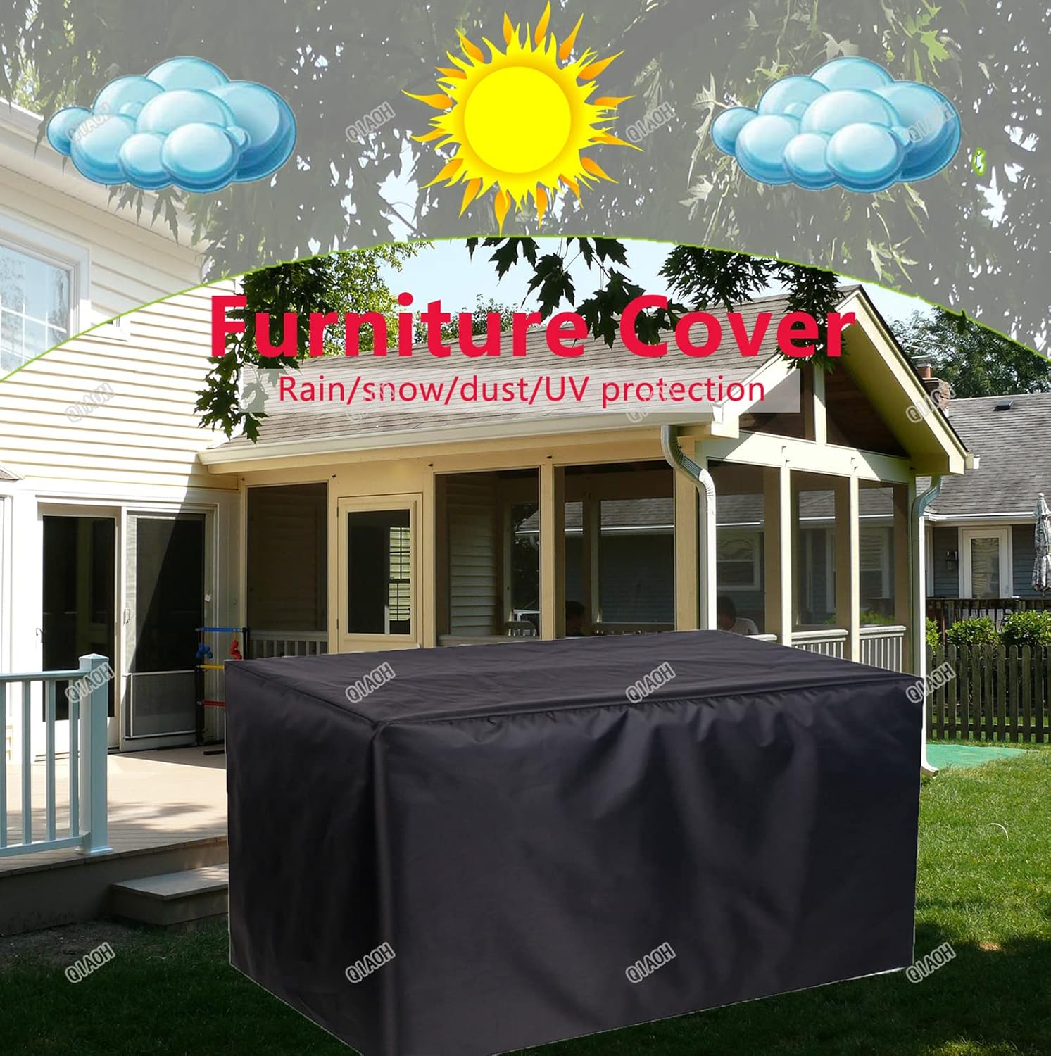 Square Table Cover Garden Furniture Covers 52x52x30in, Waterproof Protective Outdoor Garden Cover for Furniture Rectangular Table Cover, Outdoor Furniture Covers Waterproof, Patio Table Cover