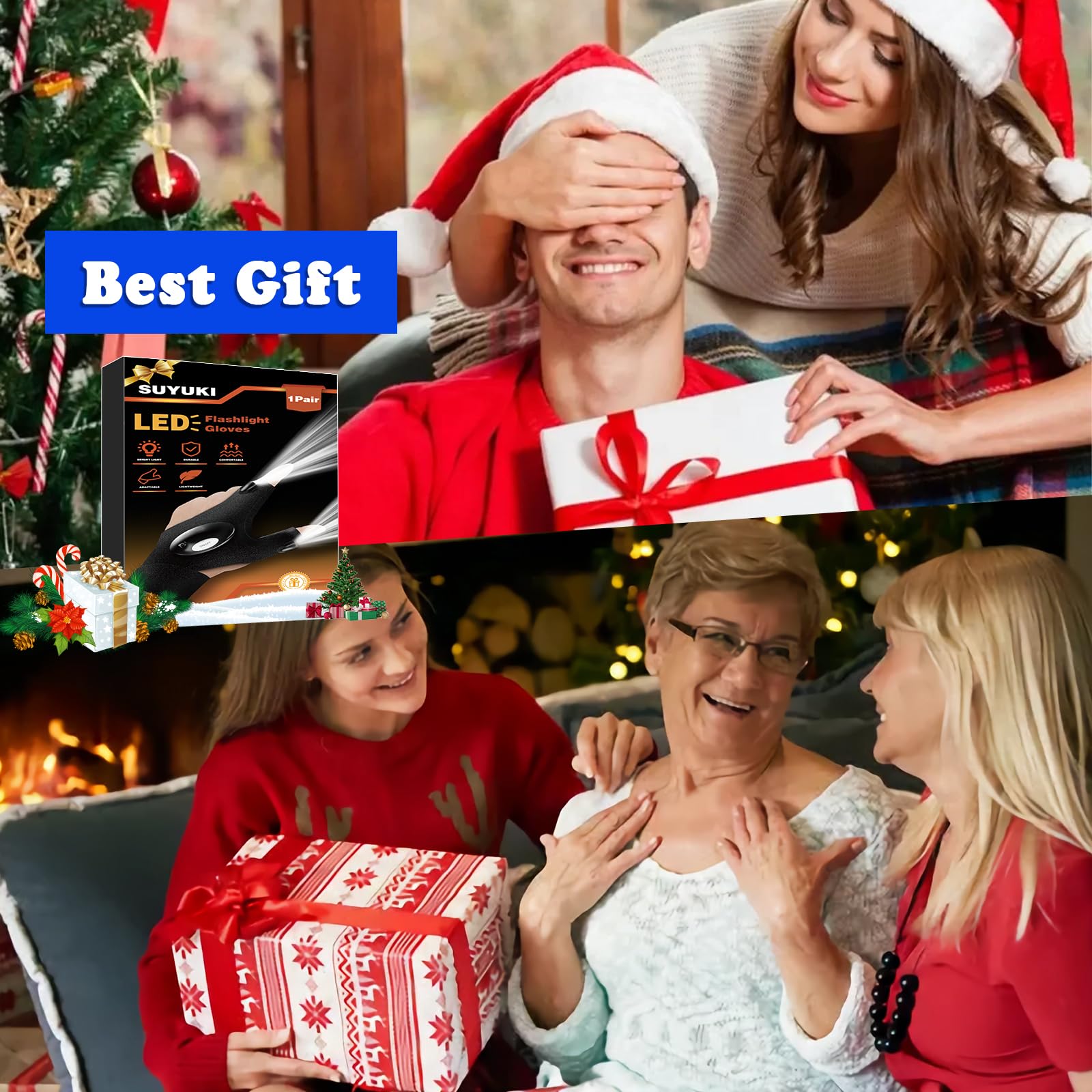 Regalo Hombre, Gadget Inusual Útil Guantes LED Luminosos, Regalos Papa Hombres Navidad Regalos Navidad, Calendario de Adviento Guantes Con Luz LED, Regalo Cumpleaños Hombre Mujer