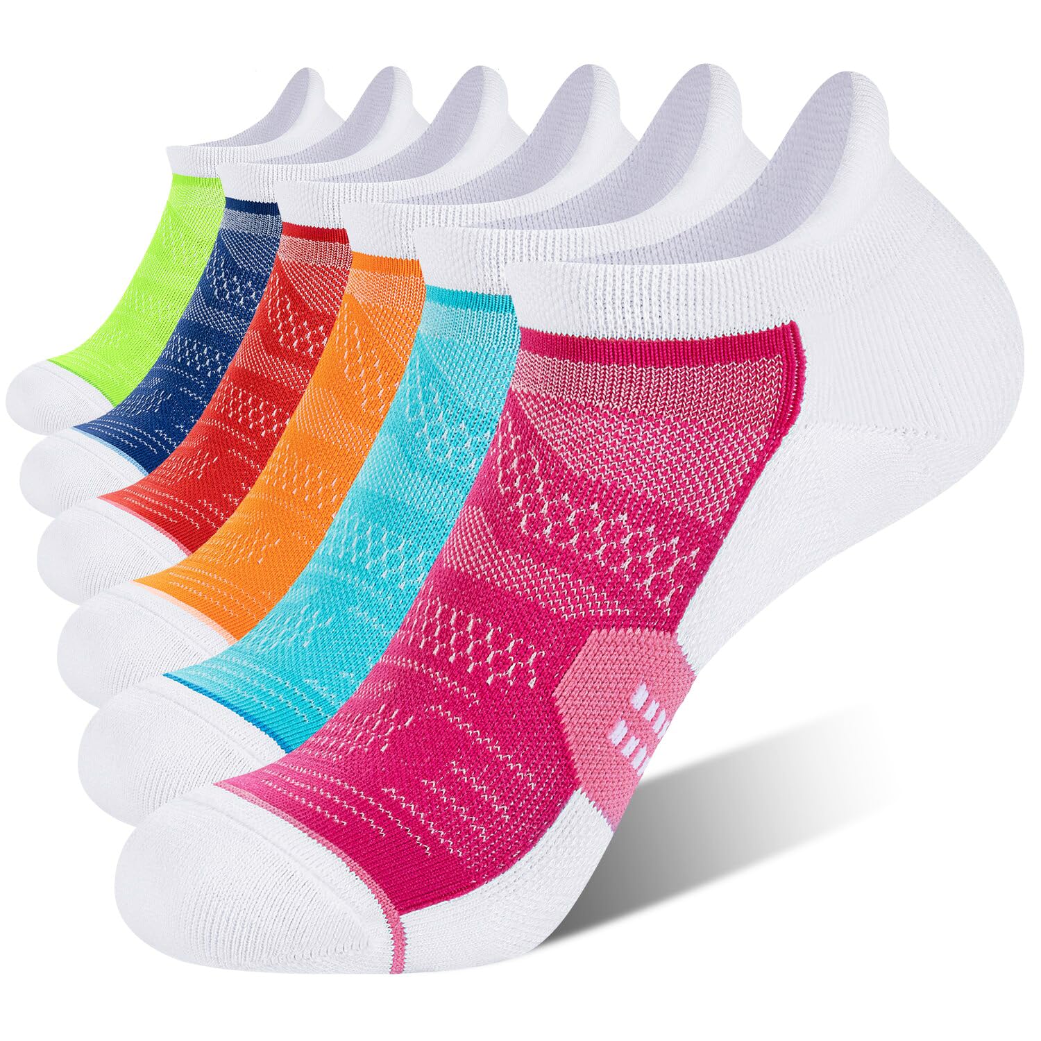 CS CELERSPORT 6 Pack Women's Ankle Running Socks Cushioned Low Cut Tab Athletic Socks