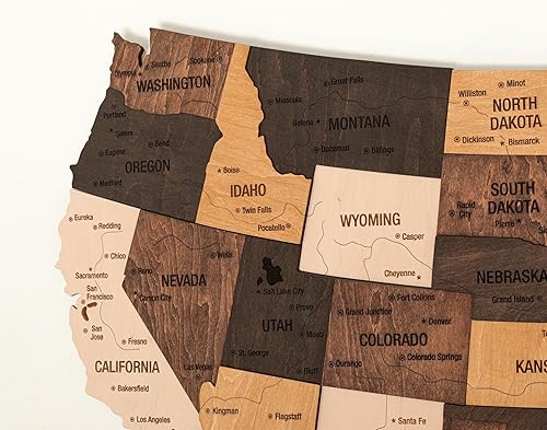 Miniatura 8 de WOODWAYCRAFT - Rastreador de mapas de viaje de madera 3D de Estados Unidos, decoración de pared de madera, marca tu mapa de viaje, arte de pared