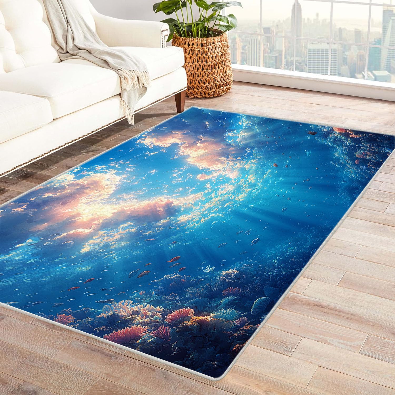 3D Tapis violet à effet rivière de lumière motif moderne salon 60x90cm