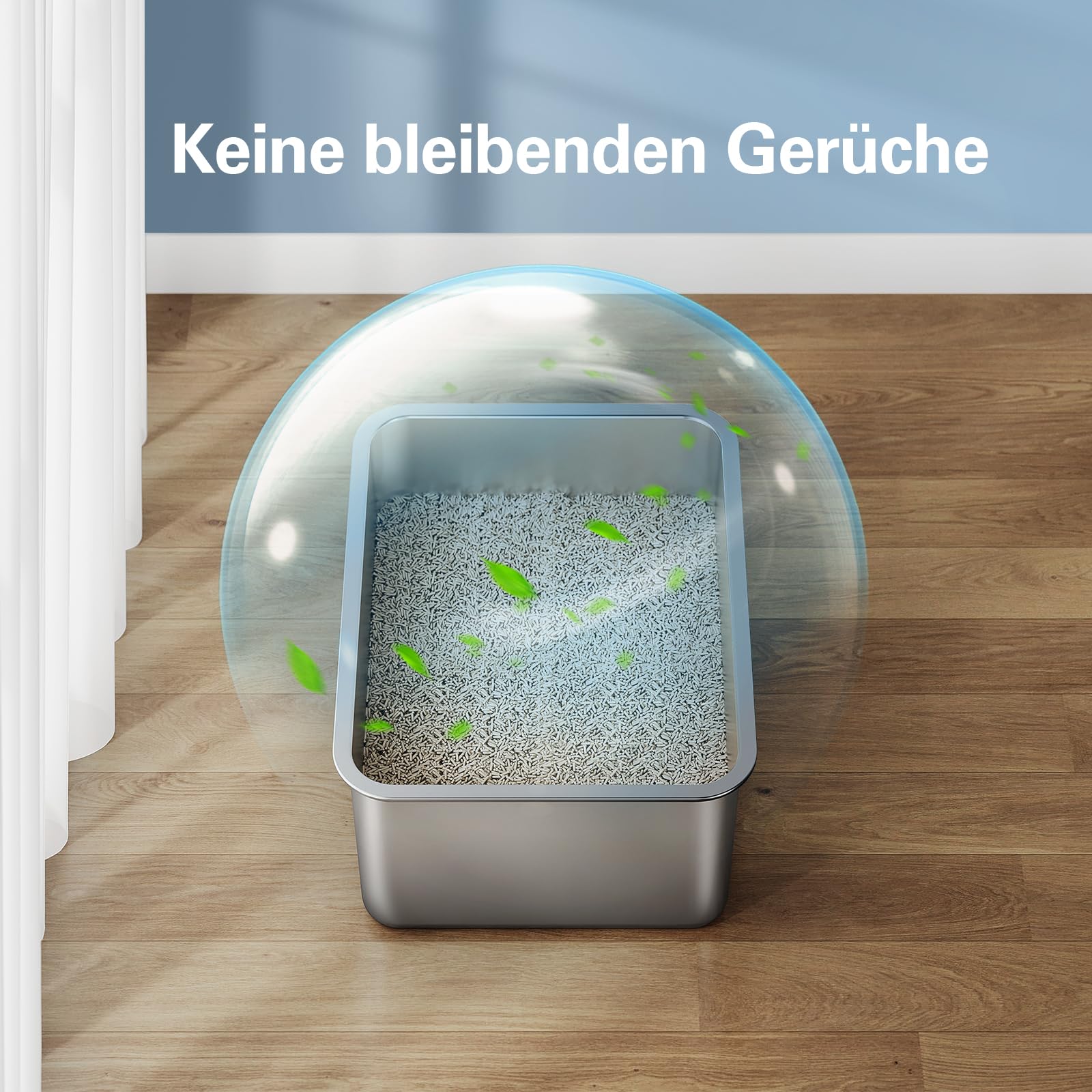 Barhon Katzenklo Edelstahl XXL 60 x 40 x 15 cm, Katzentoilette Edelstahl groß für Großkatzen mit hoher Seite, Katzenklo Metall Nicht klebend, leicht zu reinigen