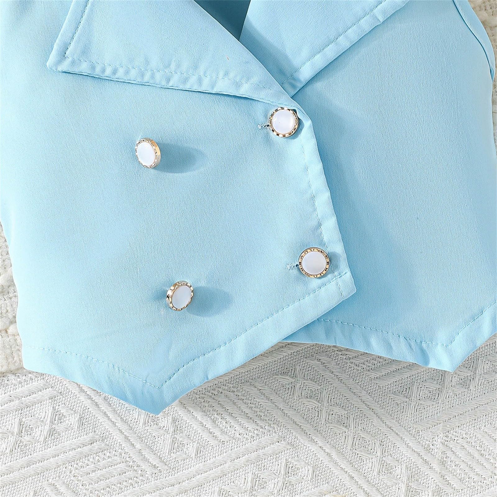 XINYUNZU Mädchen Anzug Set Hosenanzug Weite Hose und Ärmellose Blazer Set Leichte Sommerhose mit Sommer Top Mode Outfit 2-Teilig Kleidung Kinder Freizeitanzug Kinderkleidung 2-9 Jahre