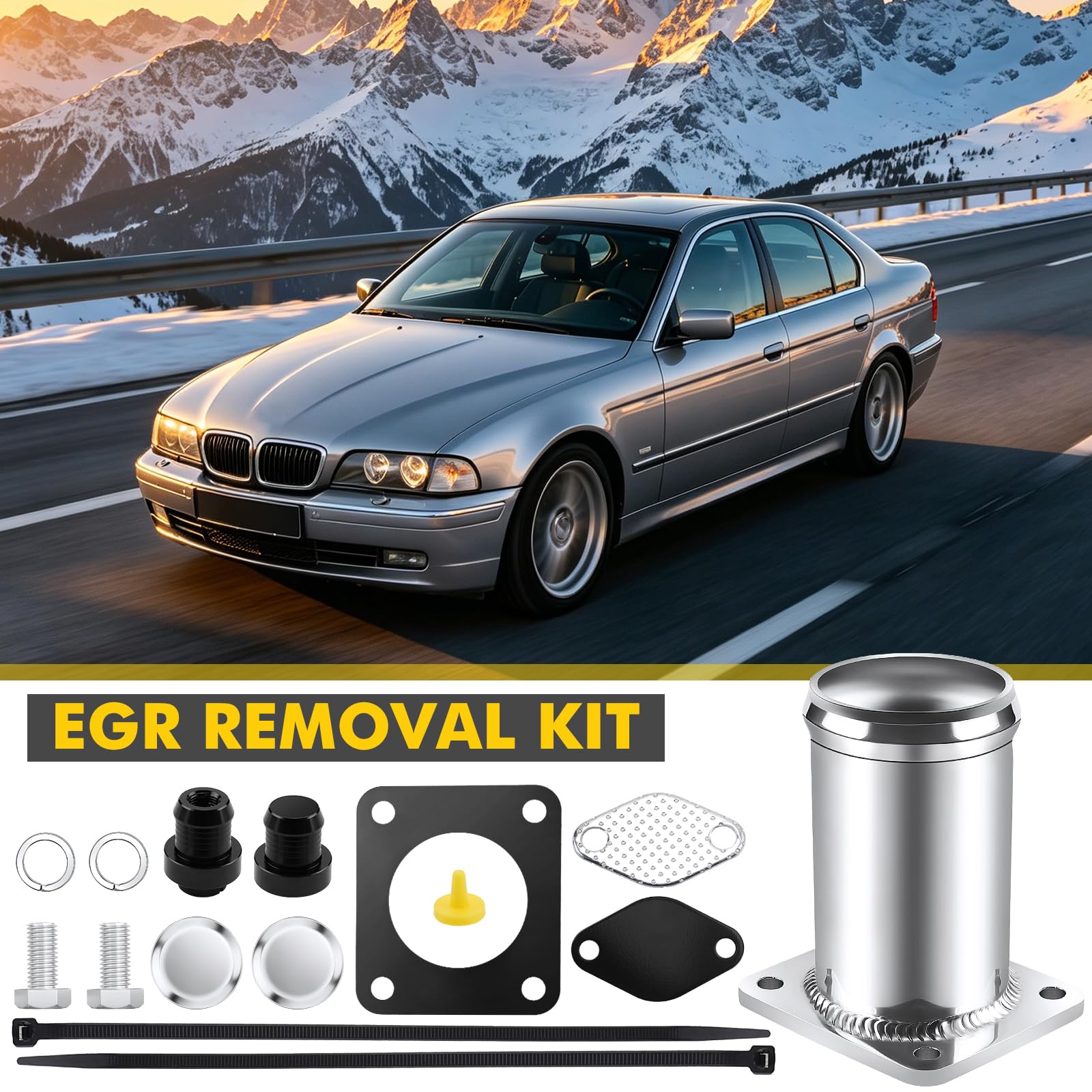 Kit di rimozione valvola EGR compatibile con B-M-W 3er E46 5er E60 E61 7er E65, kit di rimozione valvola EGR per X3 E80 X5 E53 con motori 3.0 M57N2 117177899 1117804379