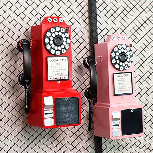 Miniatura 2 de Meiiron Teléfonos decorativos, réplica rosa con cable, adorno de teléfono de pago, decoración del hogar, decoración del hogar, escritorio,