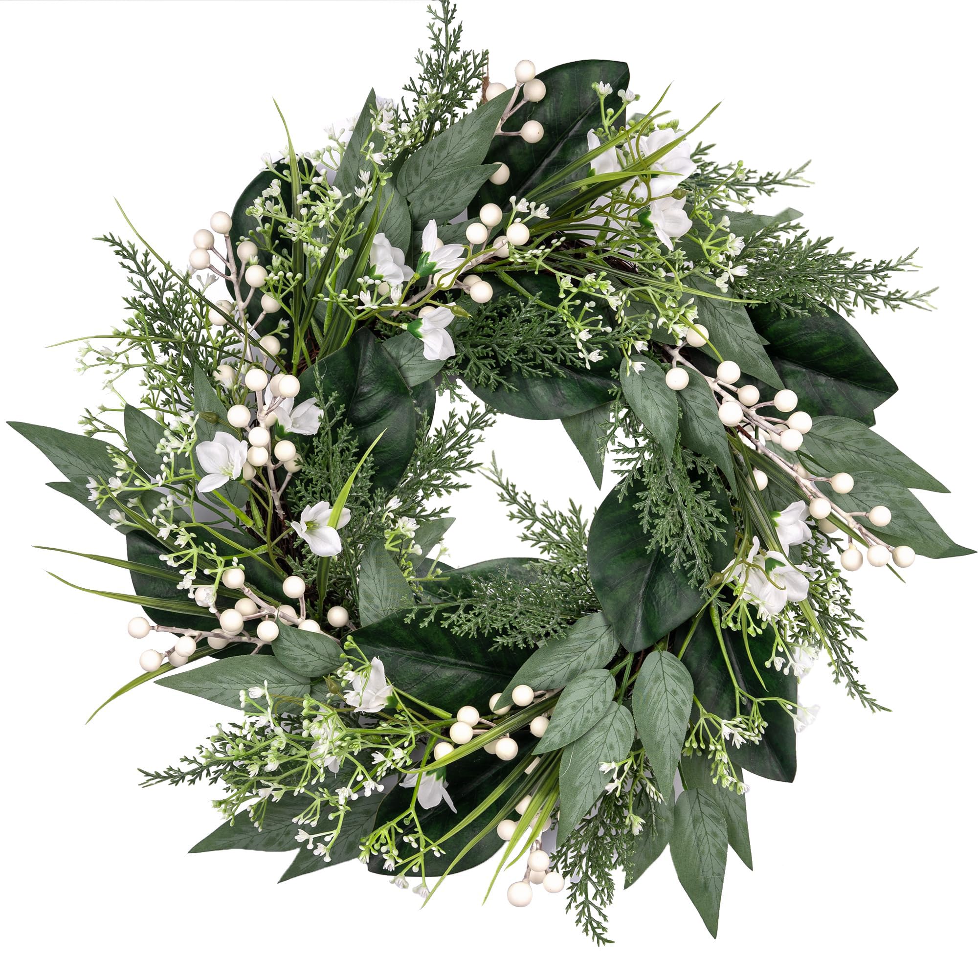 20 Inch Spring Wreaths for Front Door ，Eucalyptus Wreath for Front Door Outside All Season，Farmhouse Front Porch Decor