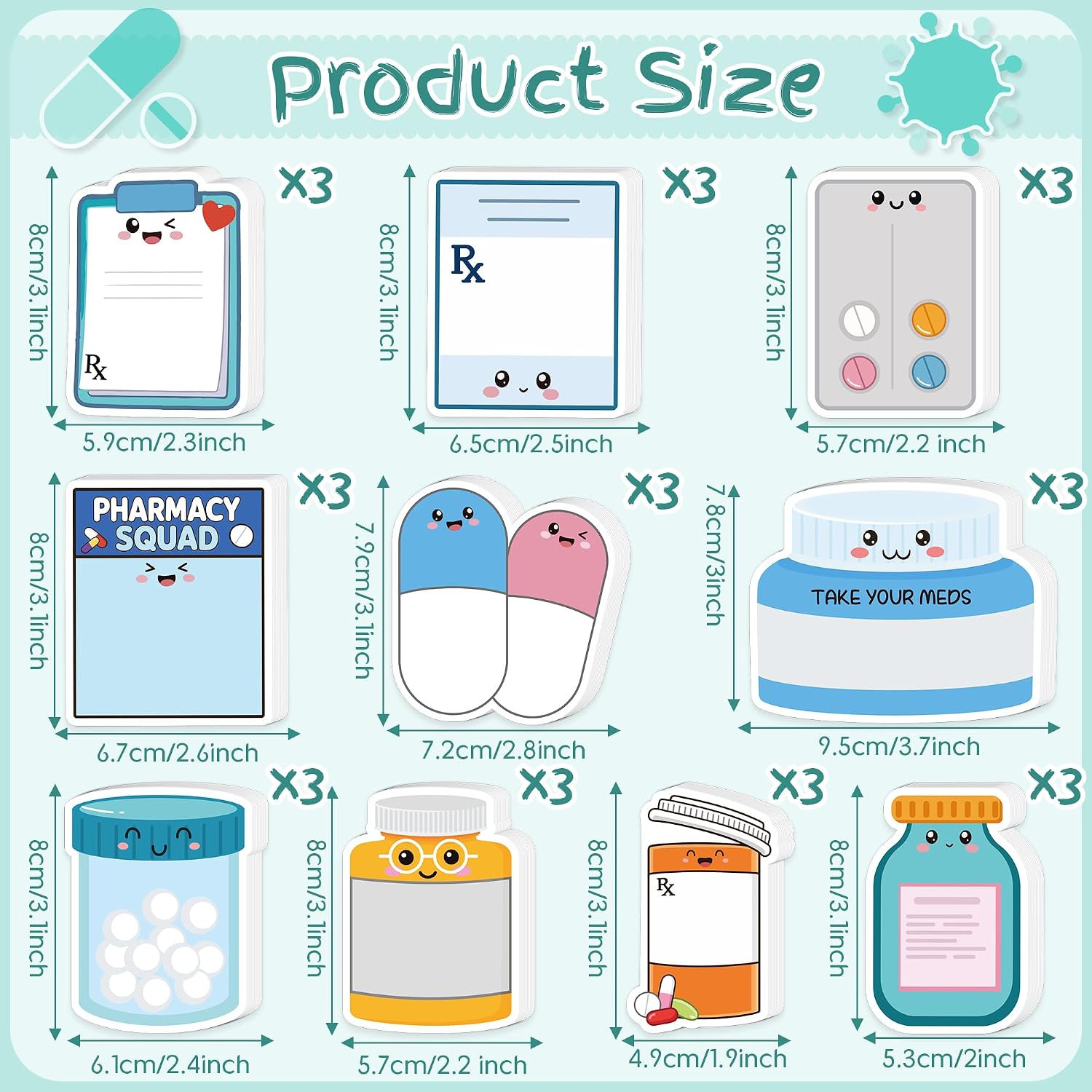 Xqumoi 30 Pack Pharmacy Tech Sticky Note for Pharmacist Medical Gift Supply image 2