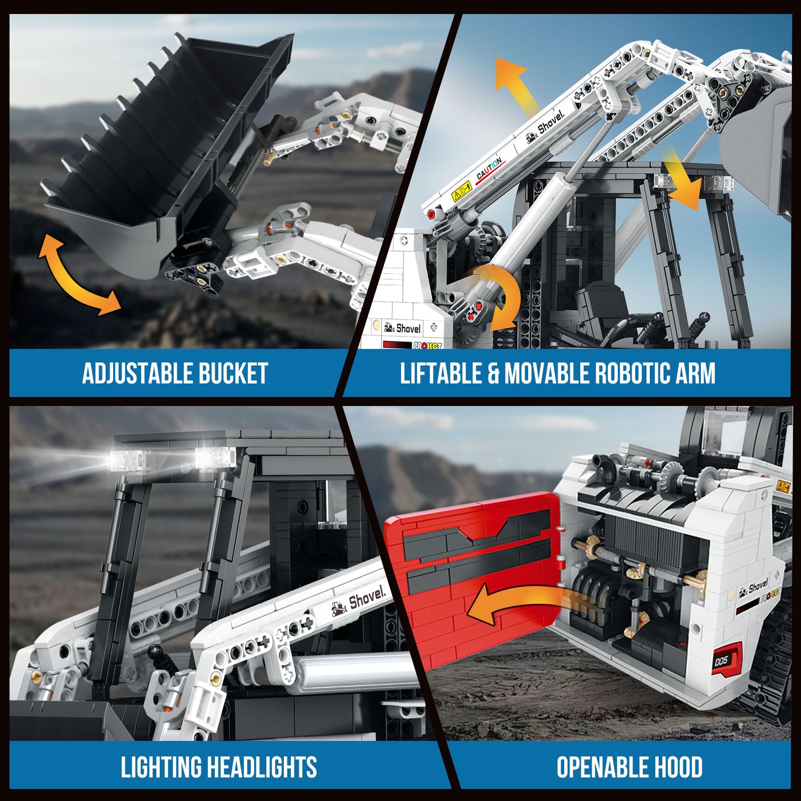 Reobrix Bobcat, set di mattoncini per adulti e ragazzi 22004, telecomando app, veicolo di ricarica, giocattolo da costruzione con modalità multiplayer da 2,4 GHz, per veicoli, regalo per collezionisti