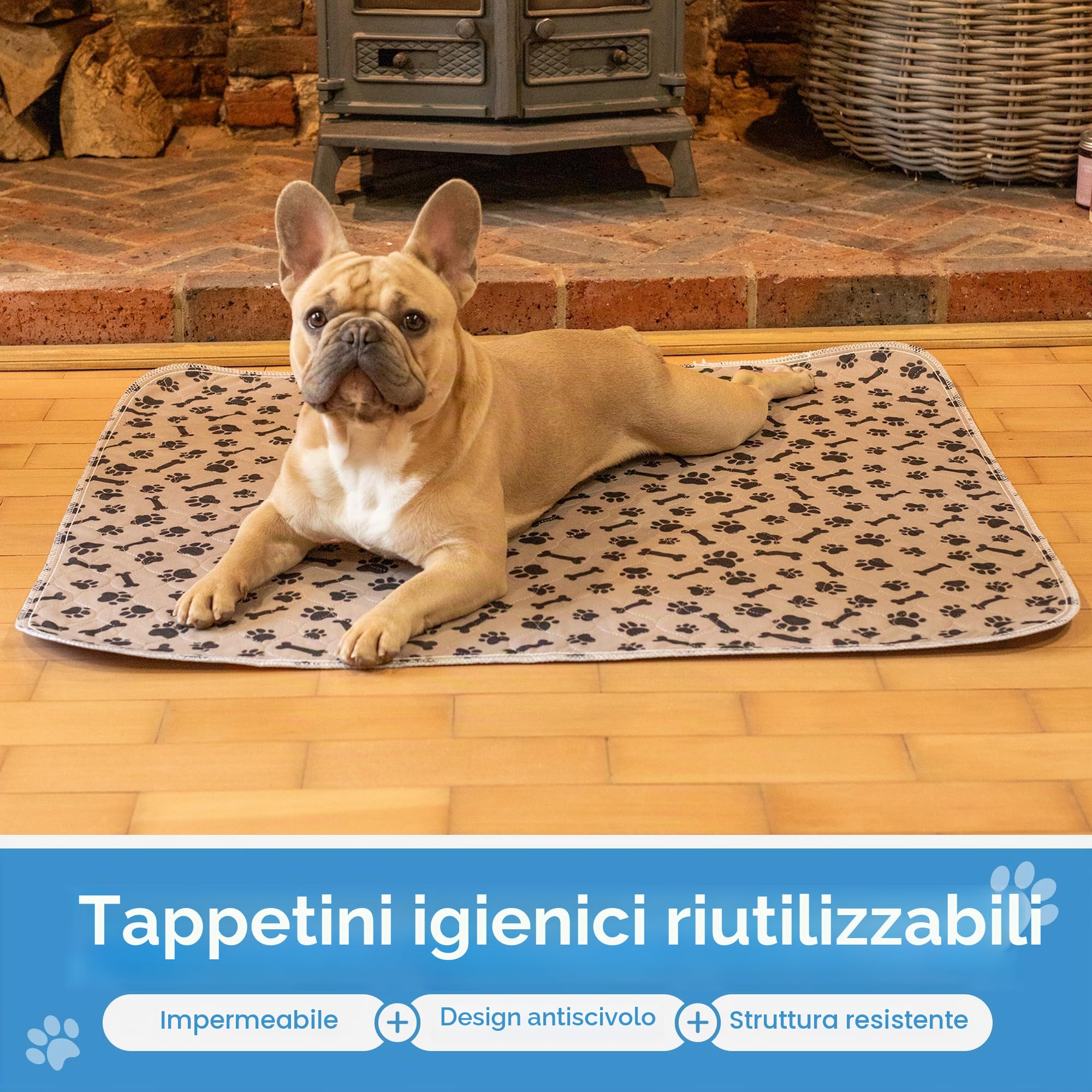 Set di 3 tappetini per cani riutilizzabili, lavabili ad asciugatura rapida, per viaggi, auto, casa
