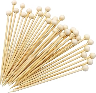 BLUE TOP 4.7 in 200PCS Wooden Ball Food Cocktail Picks Food Skewers Bamboo Picks for Charcuterie, Appetizers, & Cocktail Picks For Parties