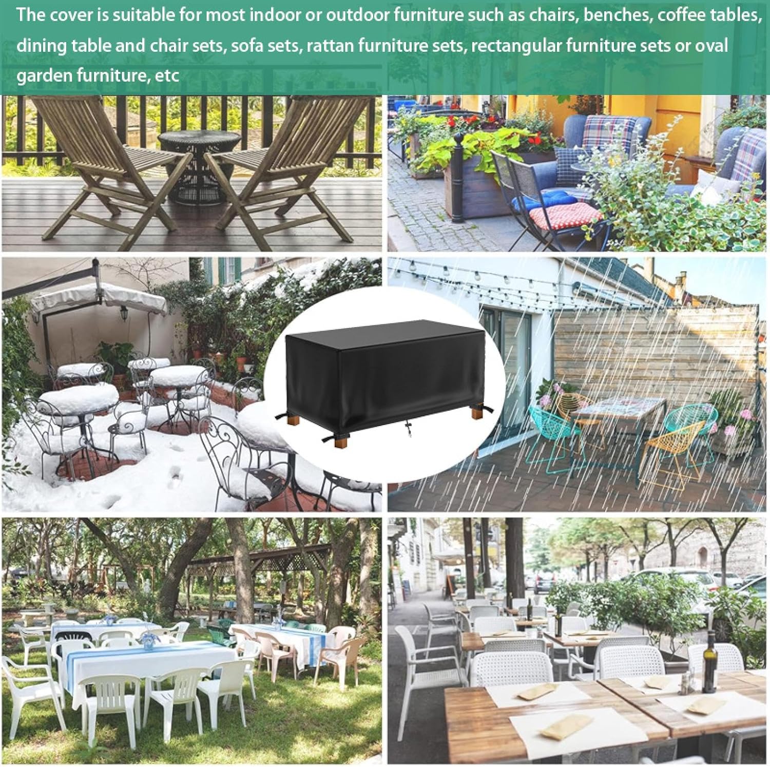 Outdoor Patio Covers Waterproof,Patio Dining Table Cover,All Weather Protection,Upgraded and Durable UV Water Resistant Rectangle Outside Table Cover Weather Proof 94x79x12in/L X WX H