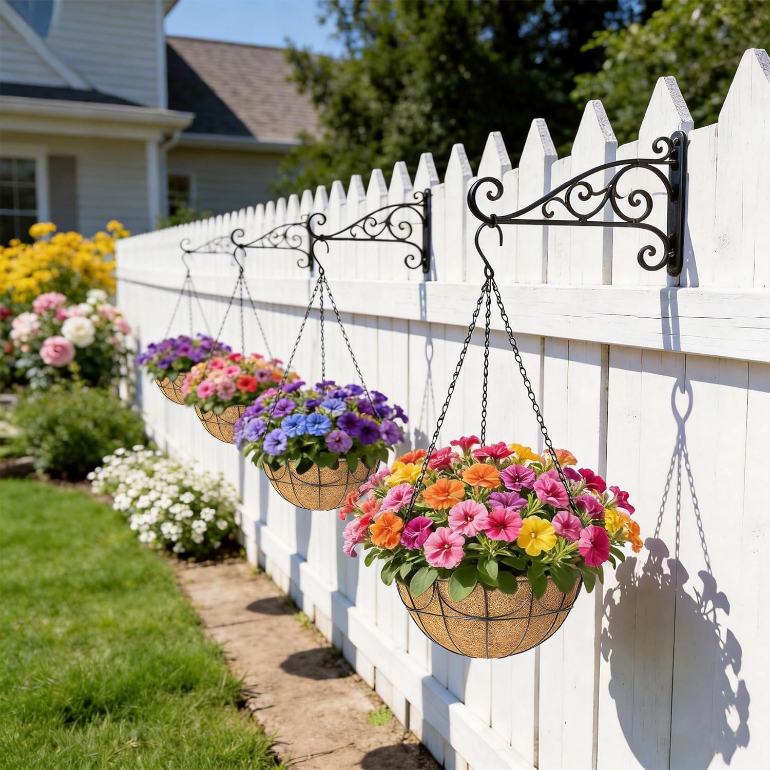 6 Pack 16 Inch Coco Liners for Hanging Baskets - Natural Hanging Basket Liners Coconut Liners for Planters Coconut Fiber Planter Liner for Wire Baskets and Flowers Outdoor Garden Decor