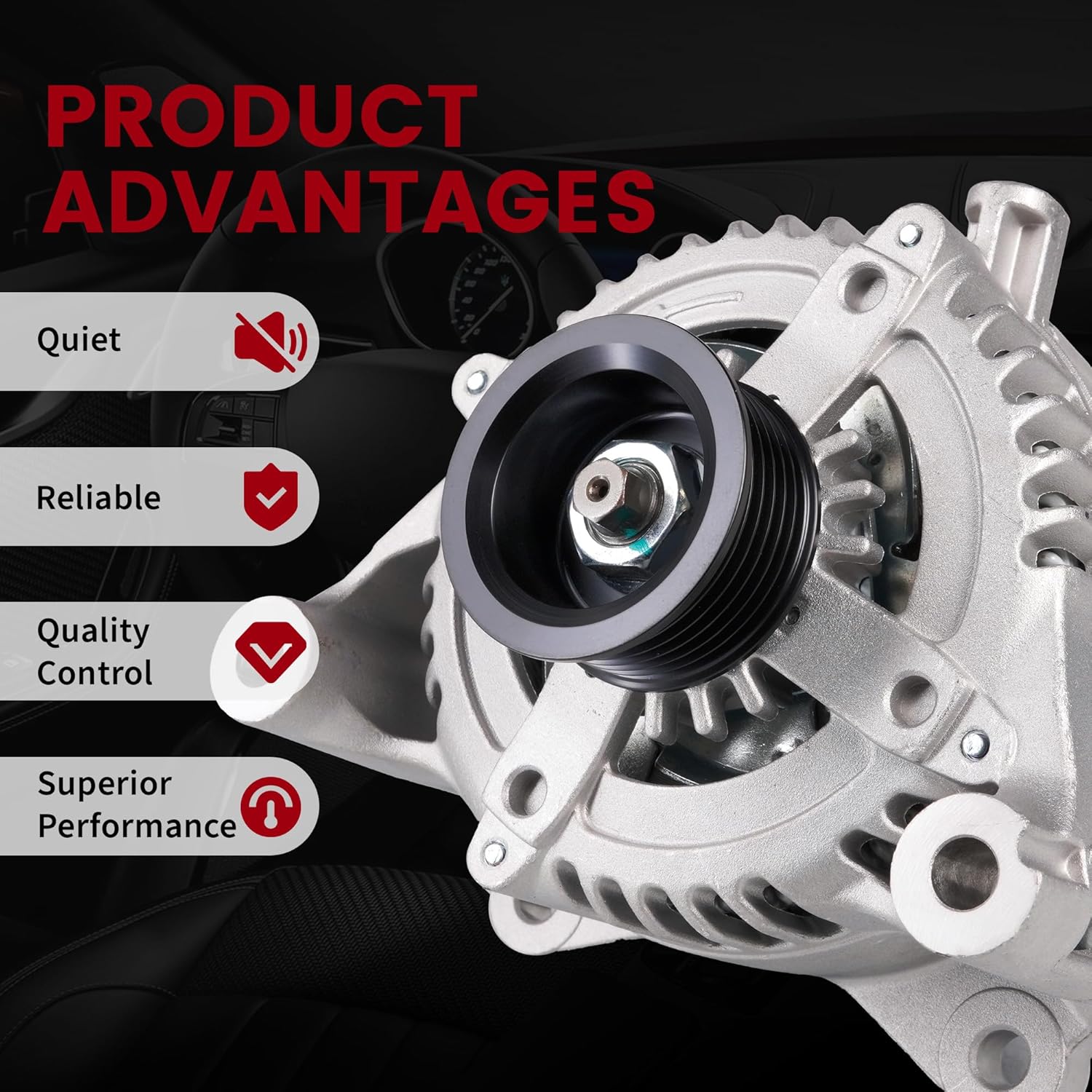 Alternator Fits for/Jeep Wrangler 2012-2018 V6 3.6L, Fits for/Wrangler JK 2018 V6 3.6L, 12V 150A CCW 6-Groove Pulley, OE#421000-0810,68078950AA