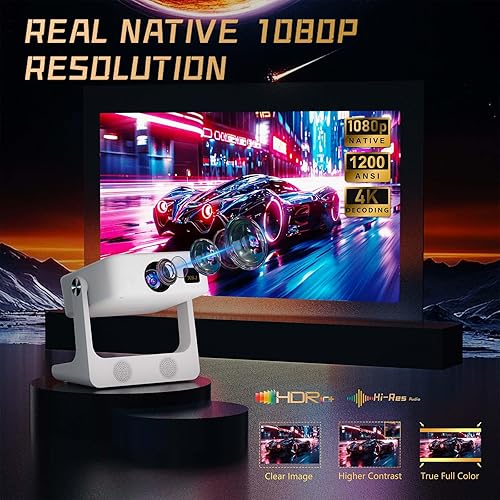 Miniatura 3 de Proyector portátil 1080Penfoque eléctricosoporte 4K1200 ANSI Proyector de película inteligente D1 con WiFi y Bluetooth, proyector de video al aire